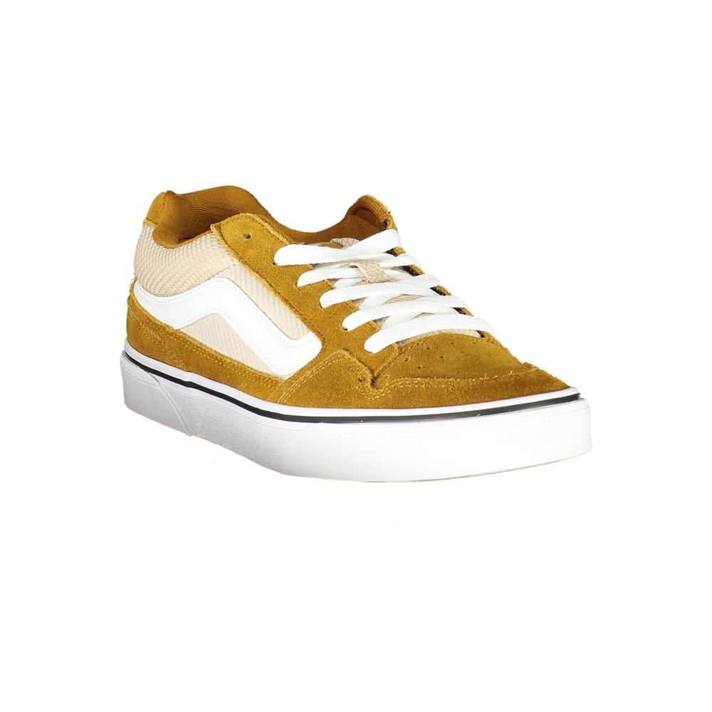 Sneakers High Top Vans in Poliestere/Pelle Giallo, Dettagli a Contrasto