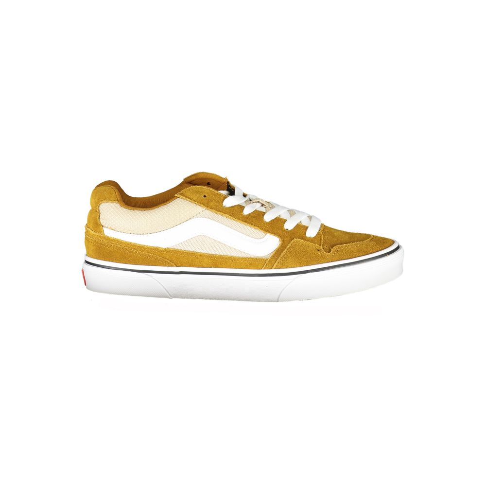 Sneakers High Top Vans in Poliestere/Pelle Giallo, Dettagli a Contrasto