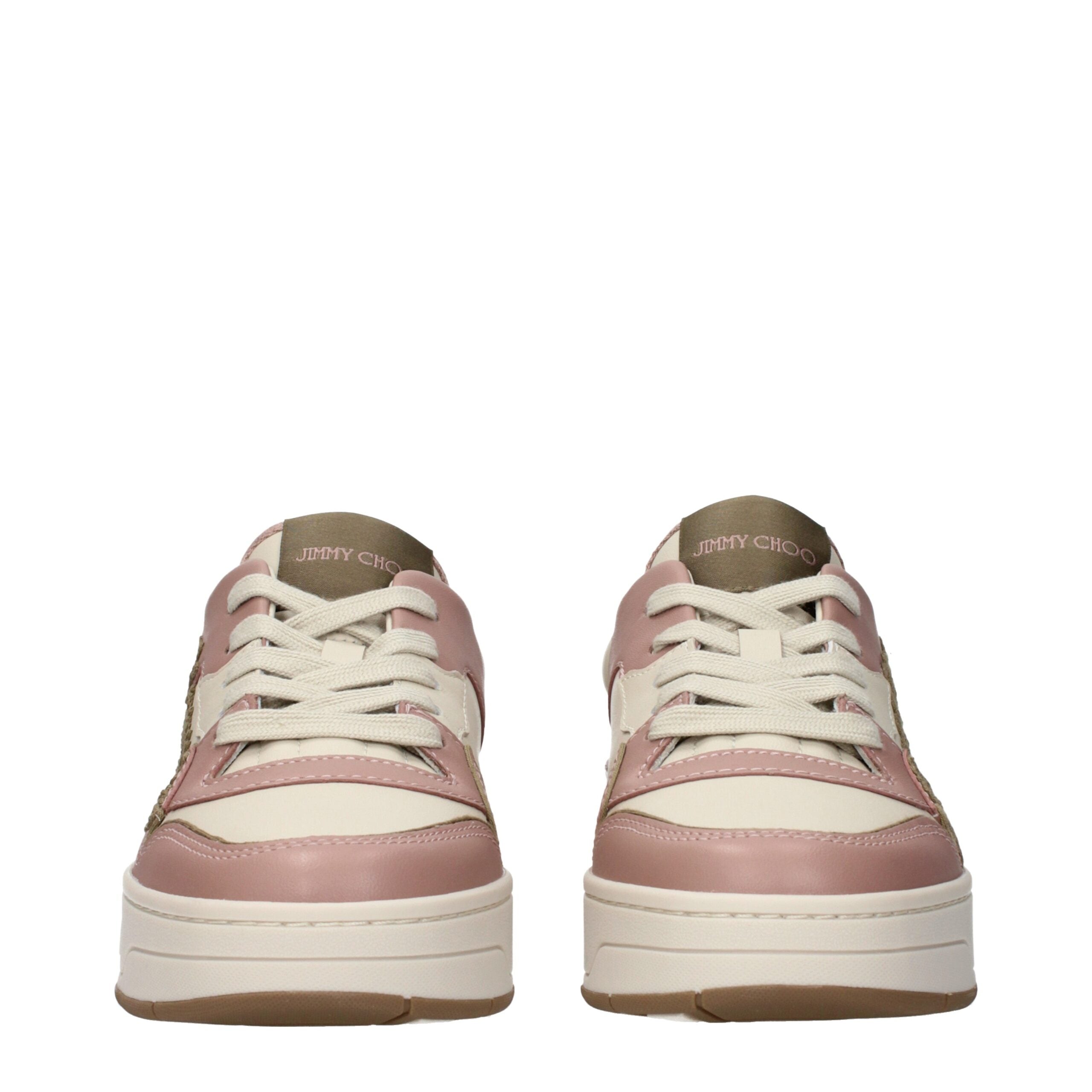 Sneakers Jimmy Choo FLORENT in Pelle Rosa Khaki e Verde