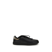 Sneakers Low Top Burberry Set in Pelle di Vitello Nera e Check Knit