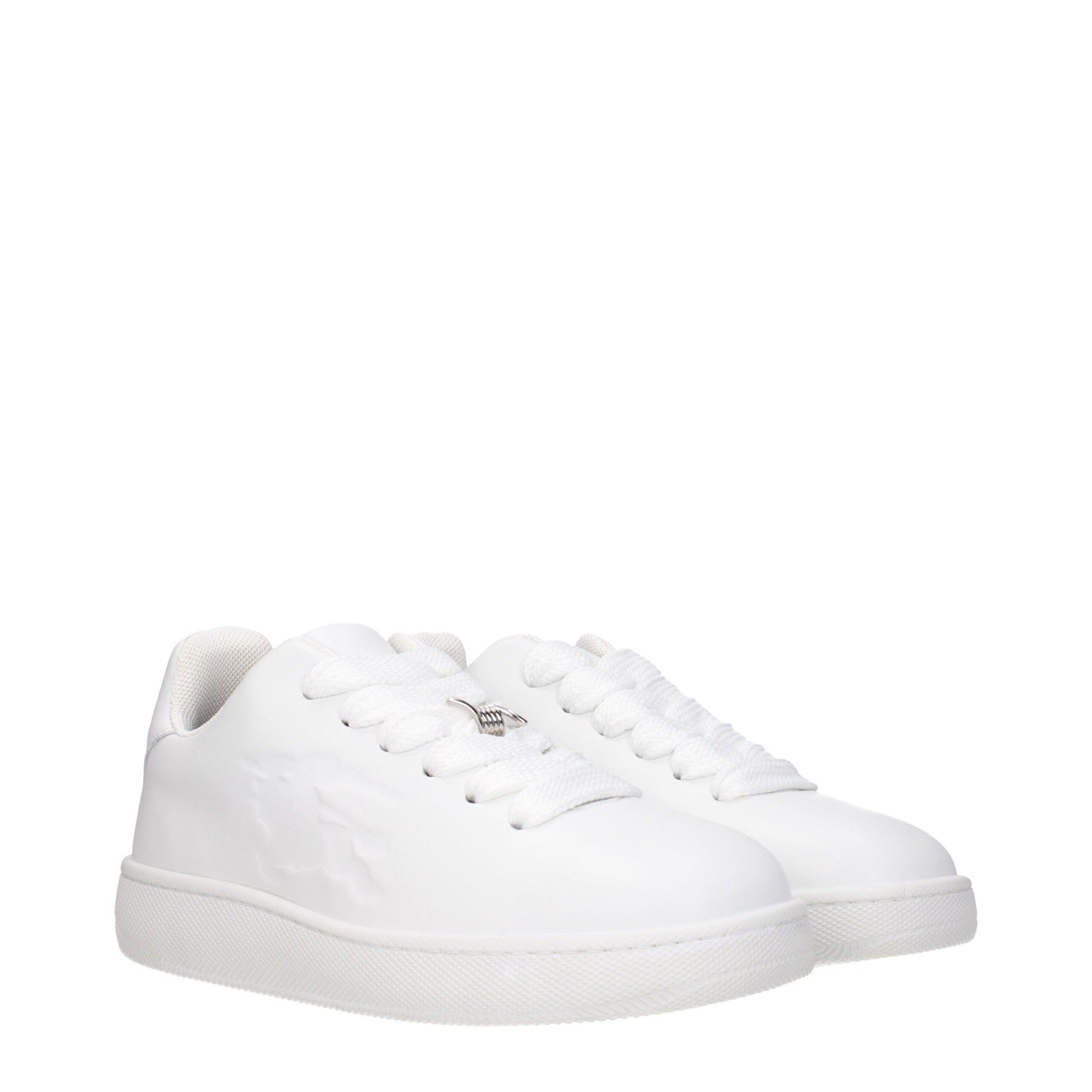 Sneakers Low Top Burberry in Pelle Bianca, Dettaglio Laterale
