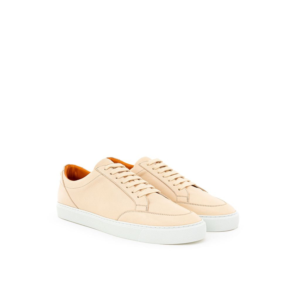 Sneakers Low Top Burberry in Pelle Rosa Cipria, Suola in Gomma Bianca