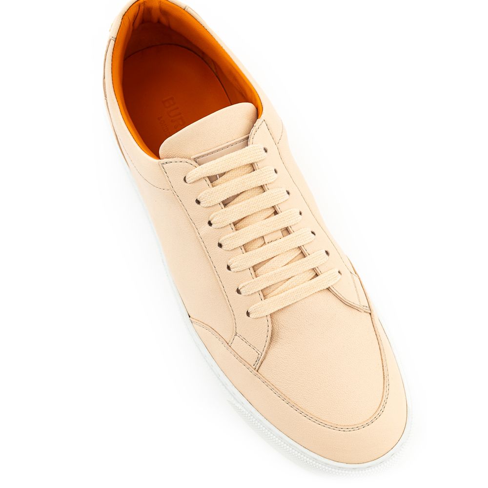 Sneakers Low Top Burberry in Pelle Rosa Cipria, Suola in Gomma Bianca