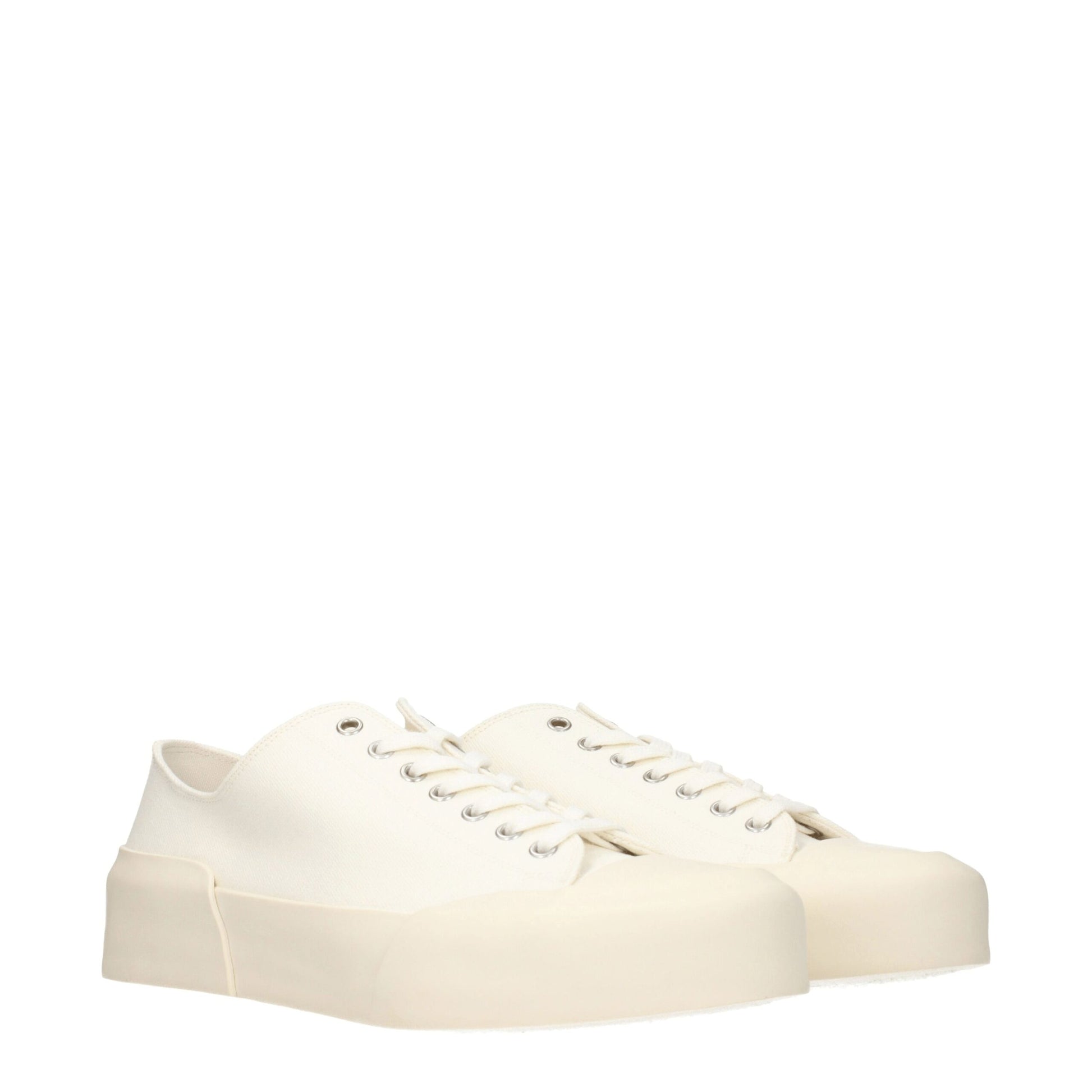 Sneakers Low Top Jil Sander in Tessuto Beige Tacco 4 cm