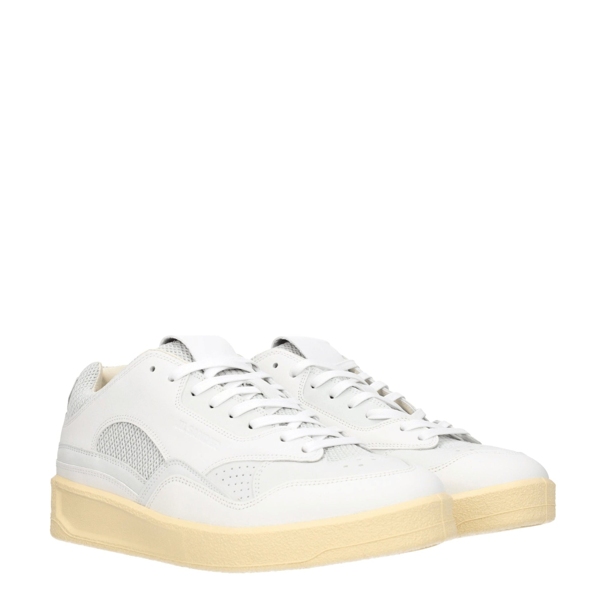 Sneakers Low Top Jil Sander in Vera Pelle Bianca