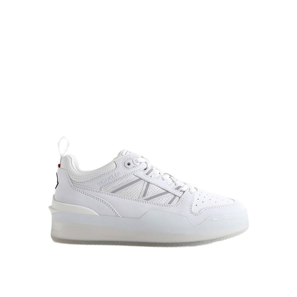 Sneakers Low Top Moncler in Pelle di Vitello Bianca Perforata Made in Italy