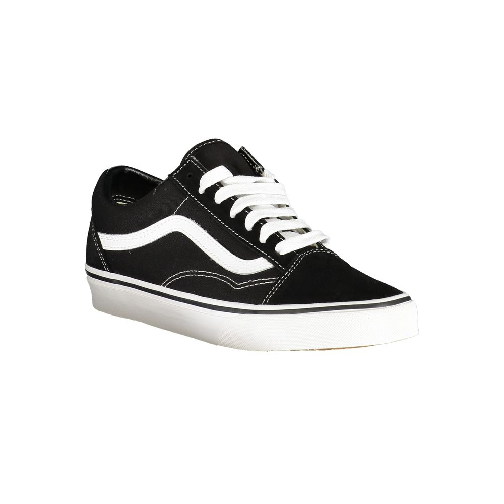 Sneakers Low Top Vans Old Skool in Poliestere/Pelle Nera, Dettagli a Contrasto