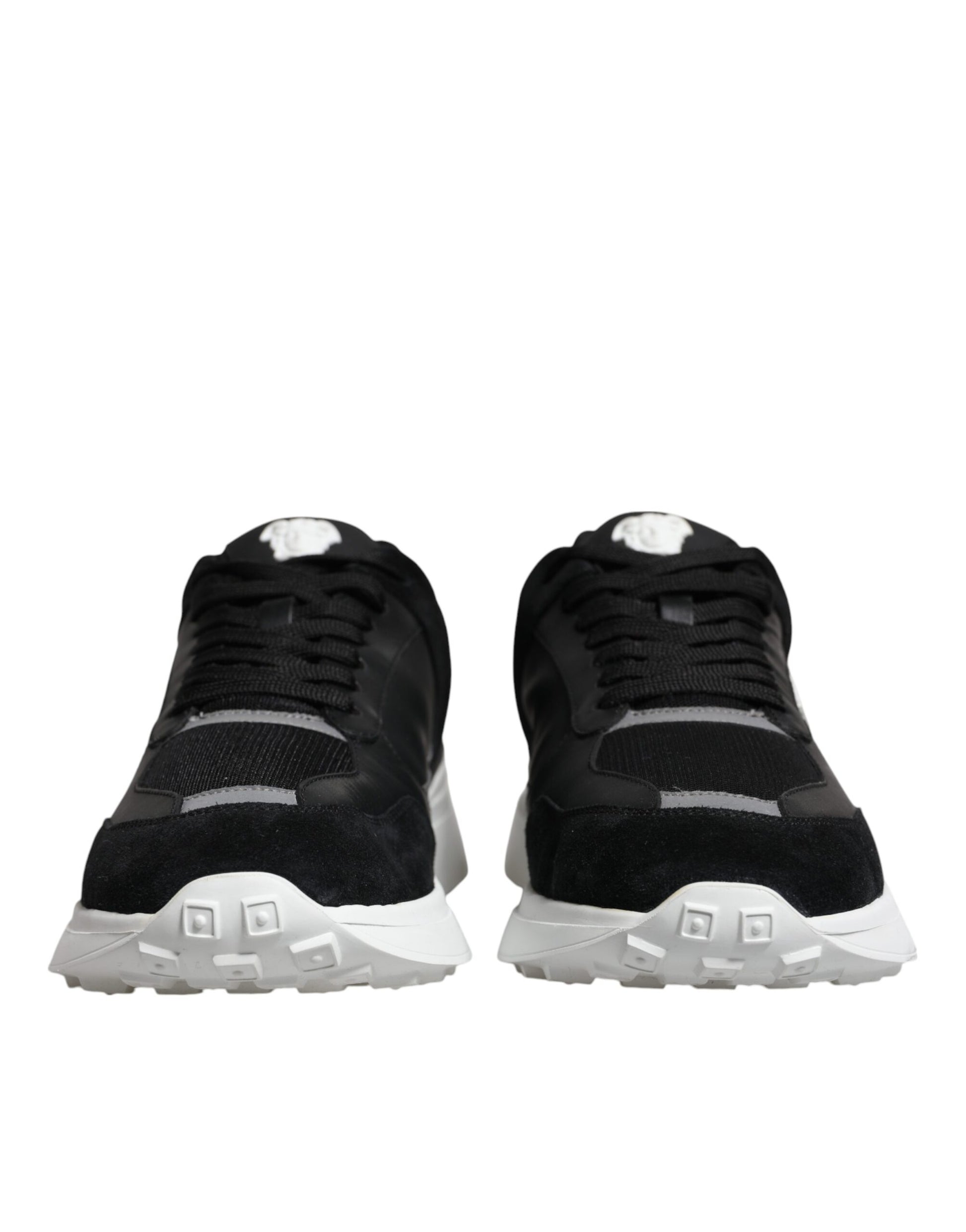 Sneakers Low Top Versace Canvas Quad Medusa in Tessuto Nero/Bianco