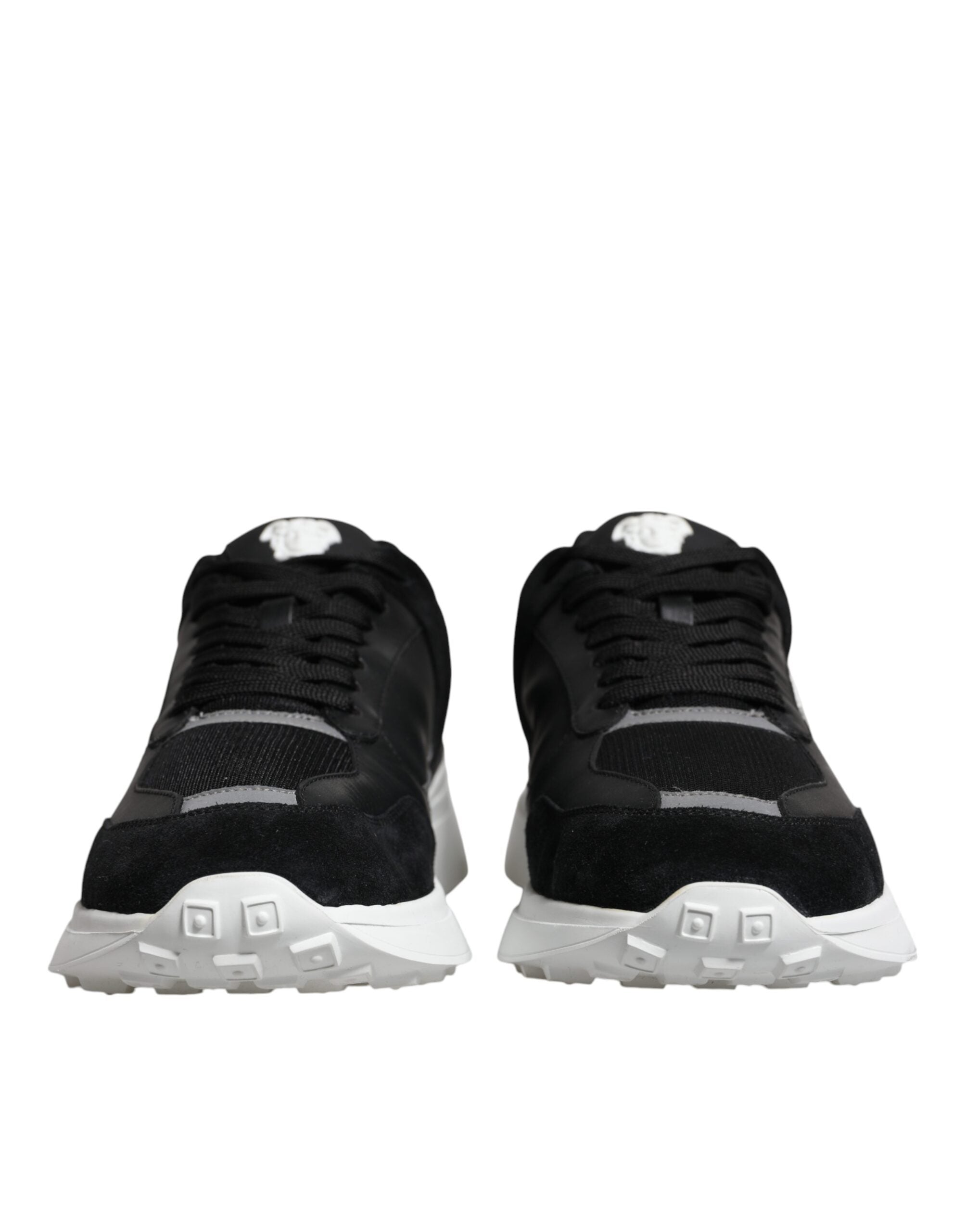 Sneakers Low Top Versace Canvas Quad Medusa in Tessuto Nero/Bianco