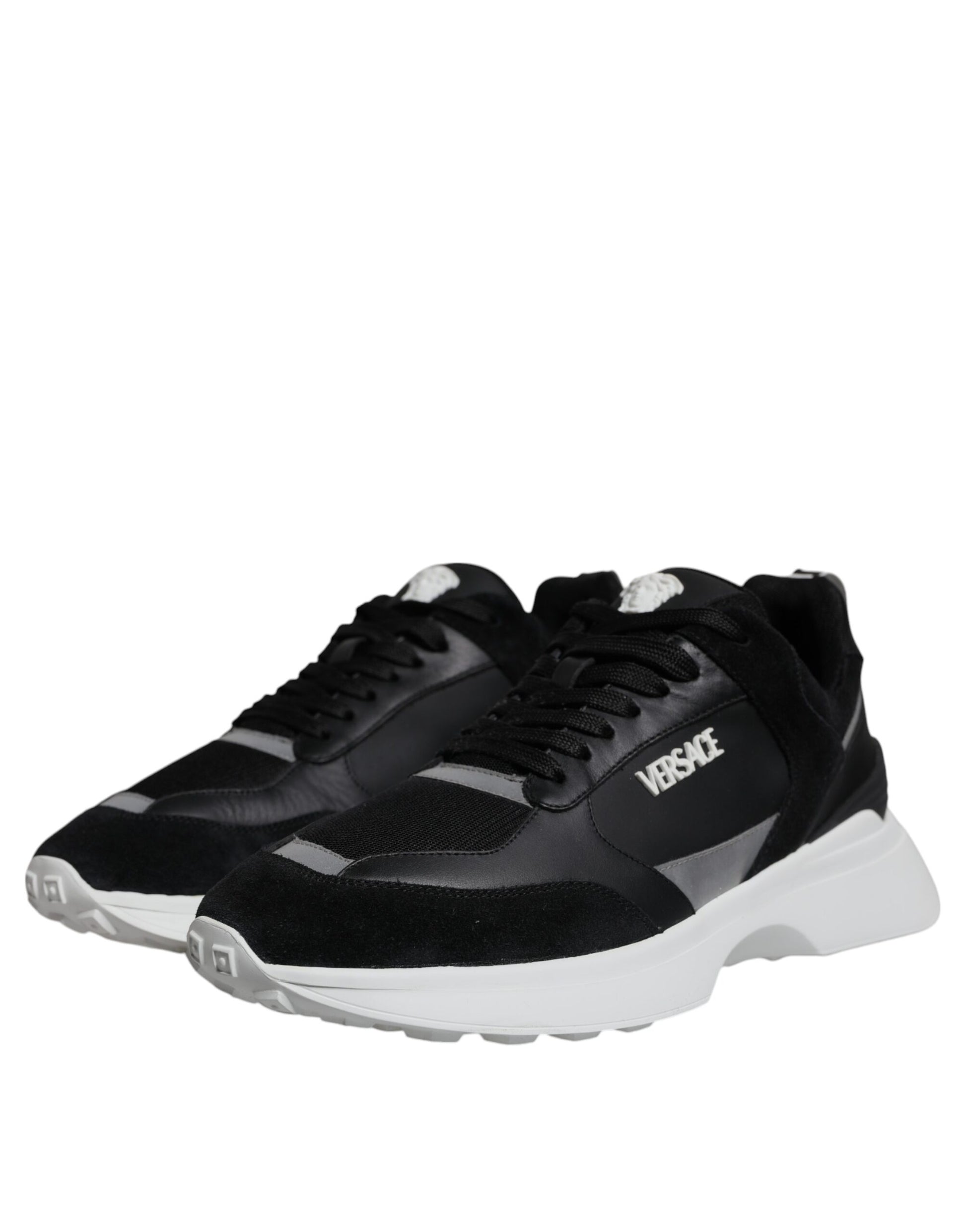 Sneakers Low Top Versace Canvas Quad Medusa in Tessuto Nero/Bianco