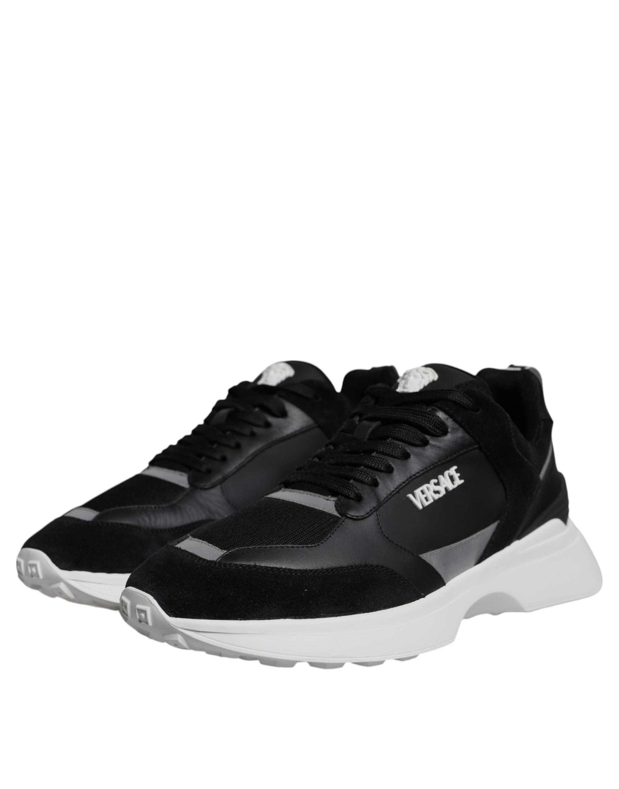 Sneakers Low Top Versace Canvas Quad Medusa in Tessuto Nero/Bianco