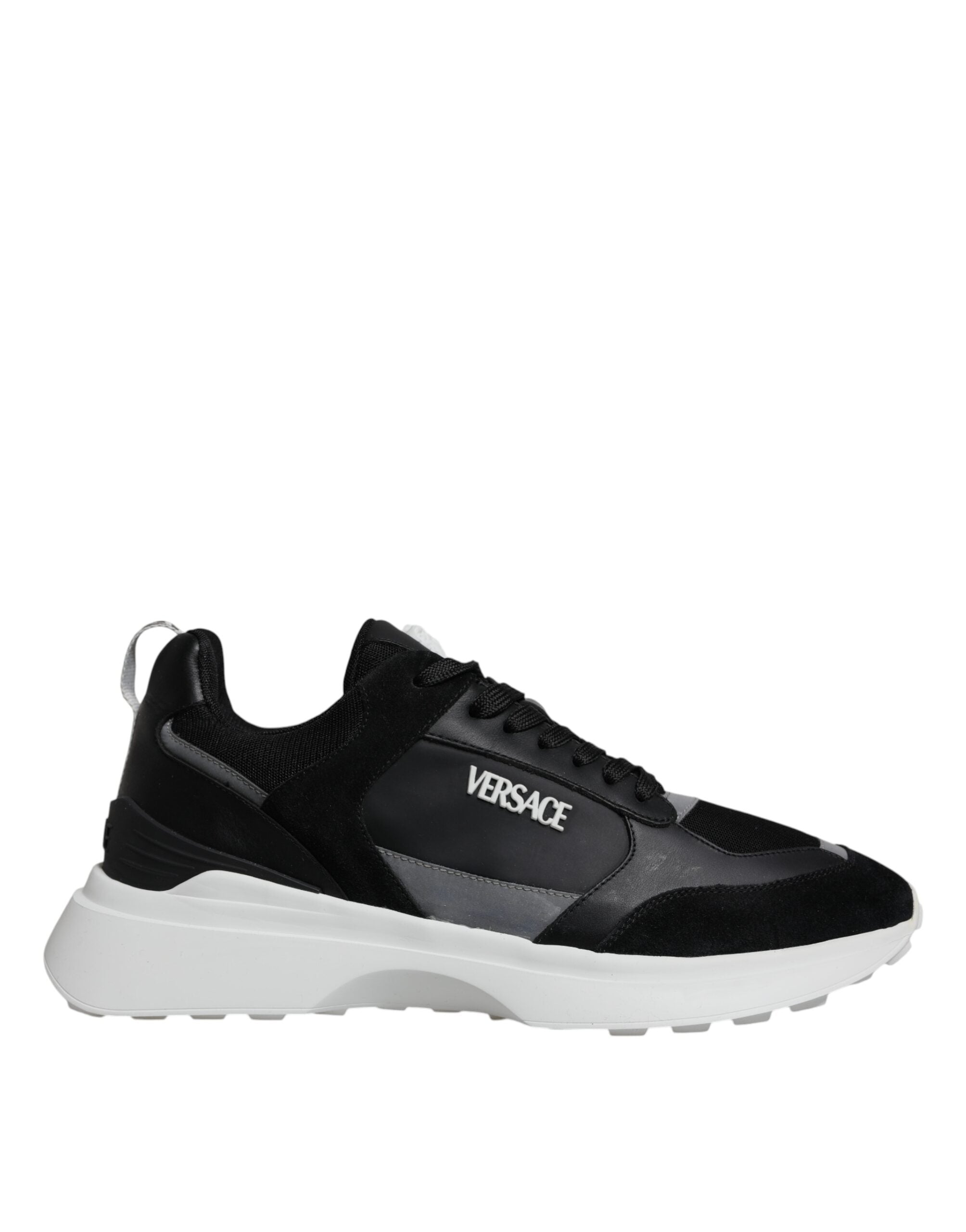 Sneakers Low Top Versace Canvas Quad Medusa in Tessuto Nero/Bianco