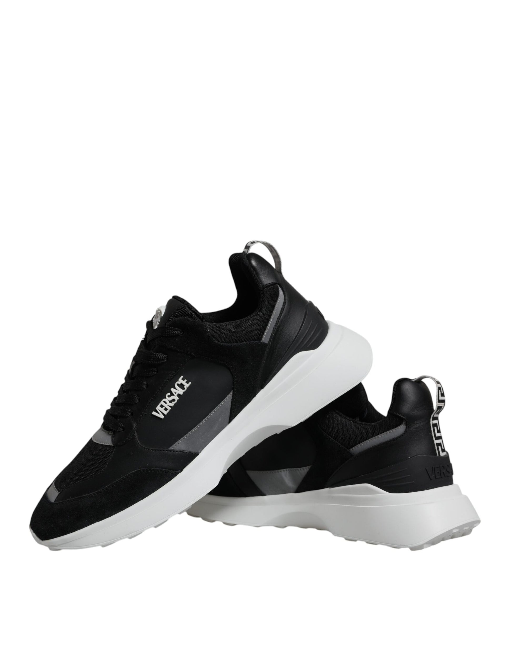 Sneakers Low Top Versace Canvas Quad Medusa in Tessuto Nero/Bianco