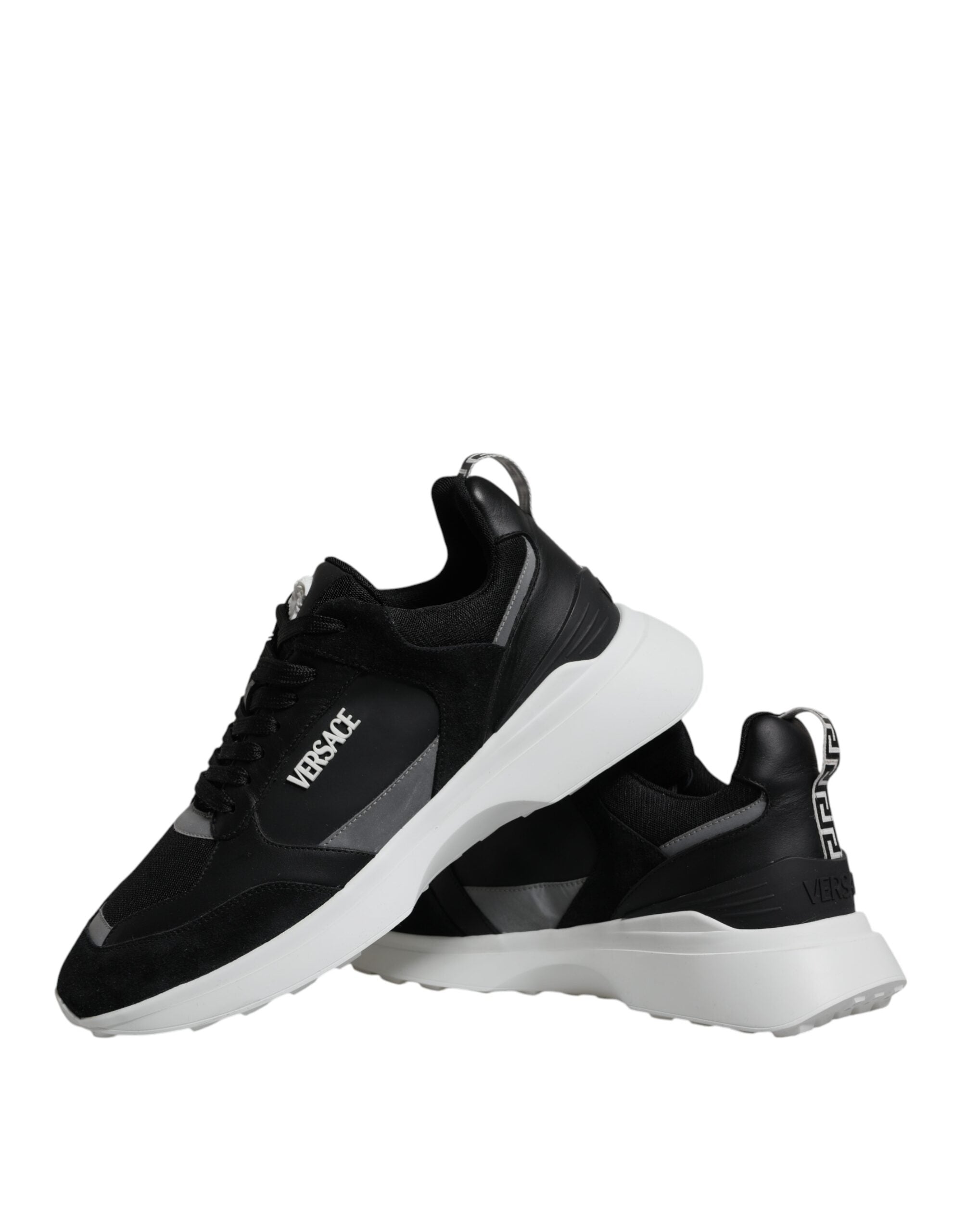 Sneakers Low Top Versace Canvas Quad Medusa in Tessuto Nero/Bianco