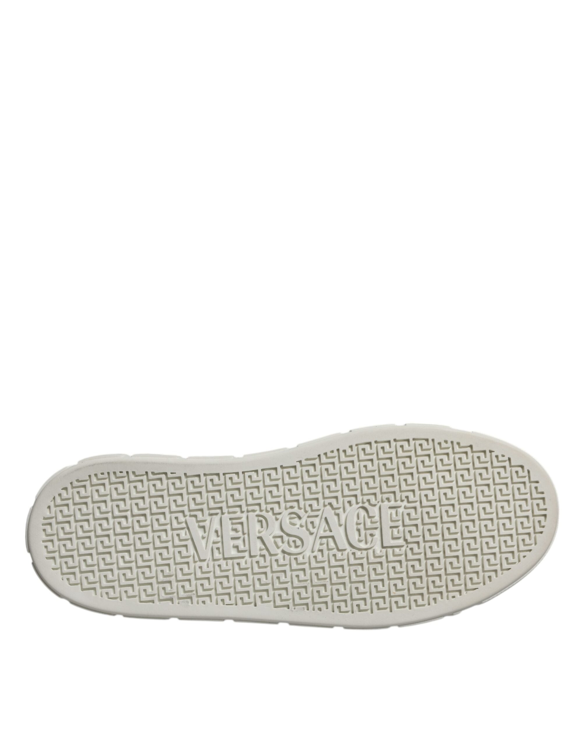 Sneakers Low Top Versace Greca in TPU Bianco e Marrone