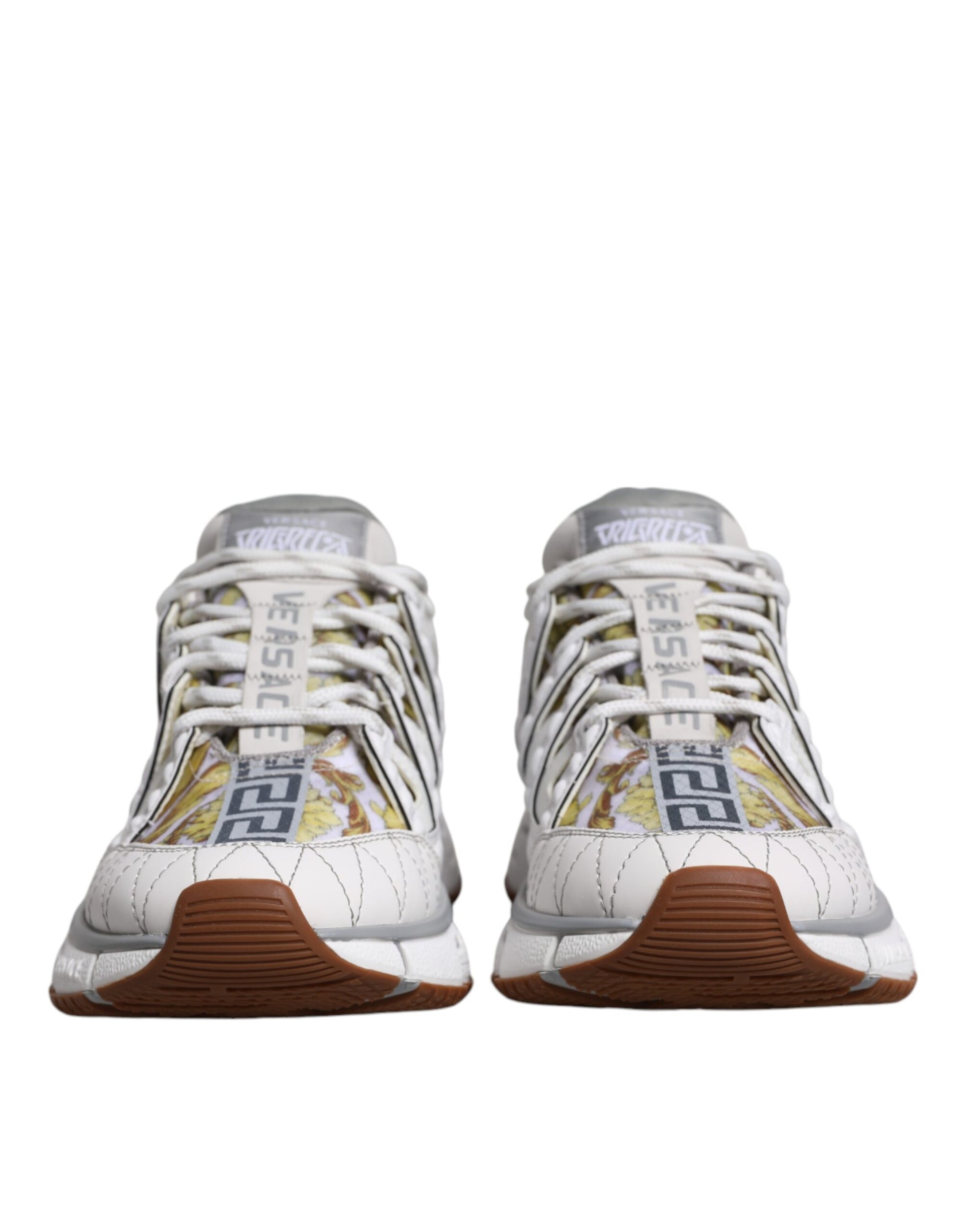 Sneakers Low Top Versace Trigreca Barocco in Tessuto Bianco