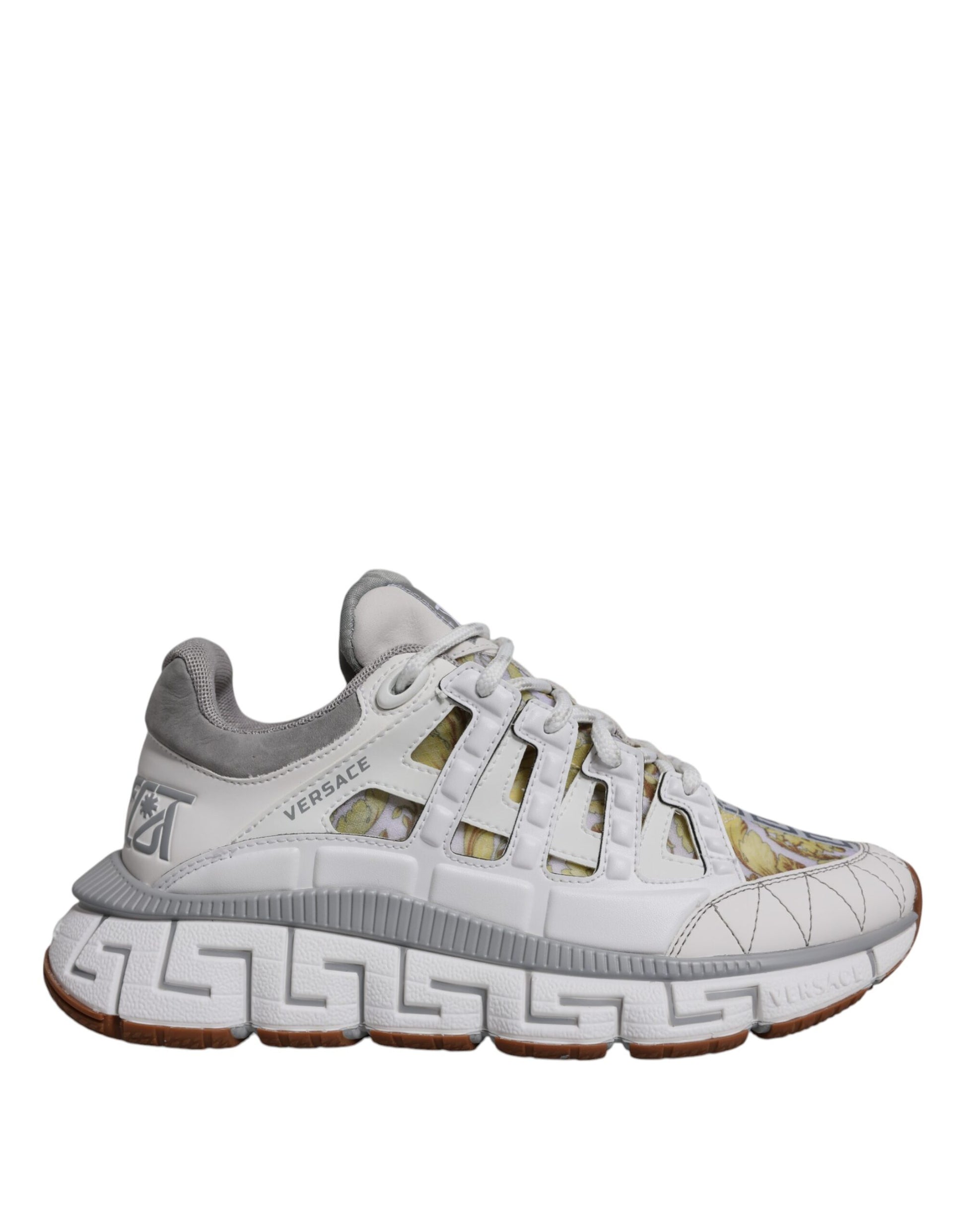 Sneakers Low Top Versace Trigreca Barocco in Tessuto Bianco