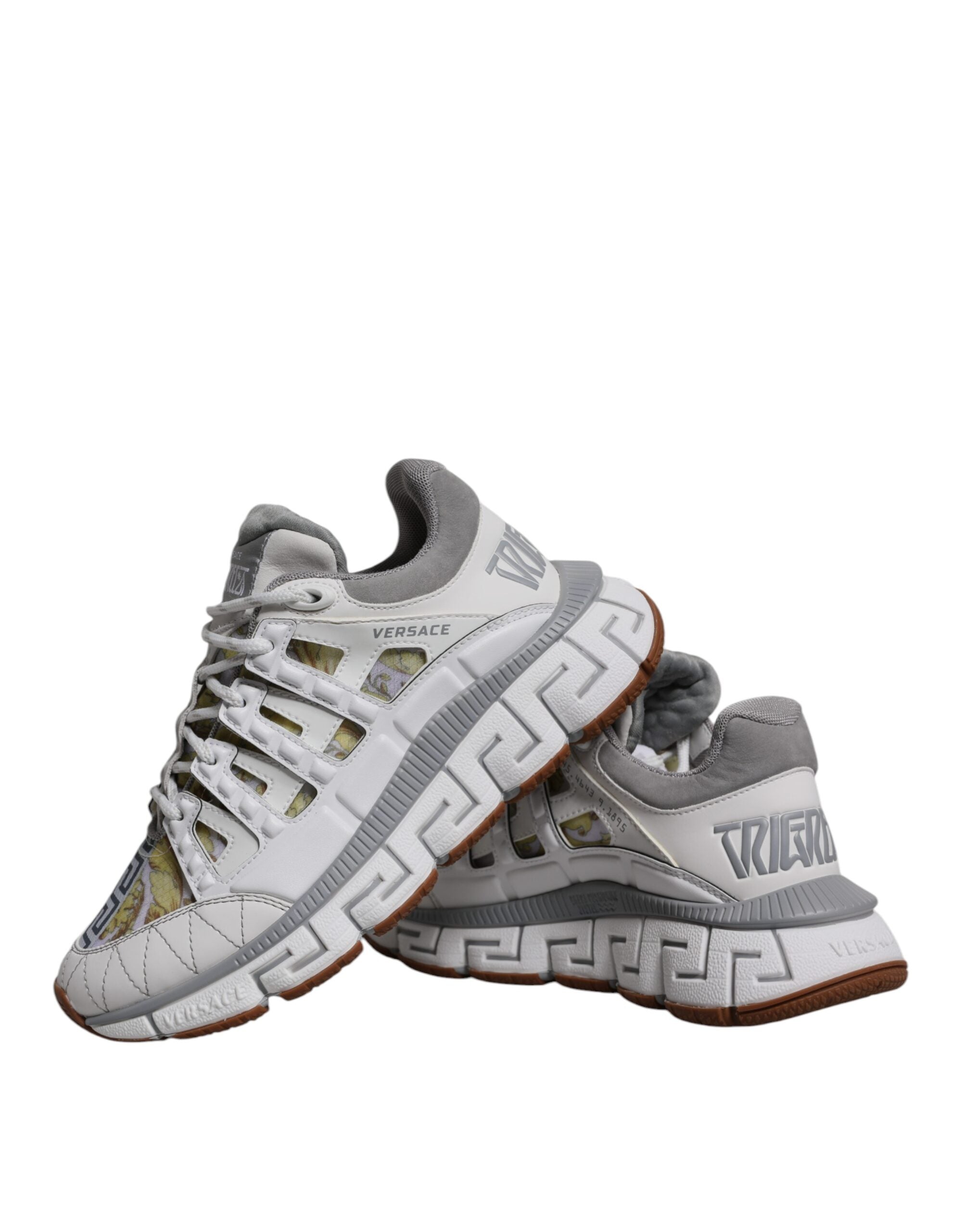 Sneakers Low Top Versace Trigreca Barocco in Tessuto Bianco