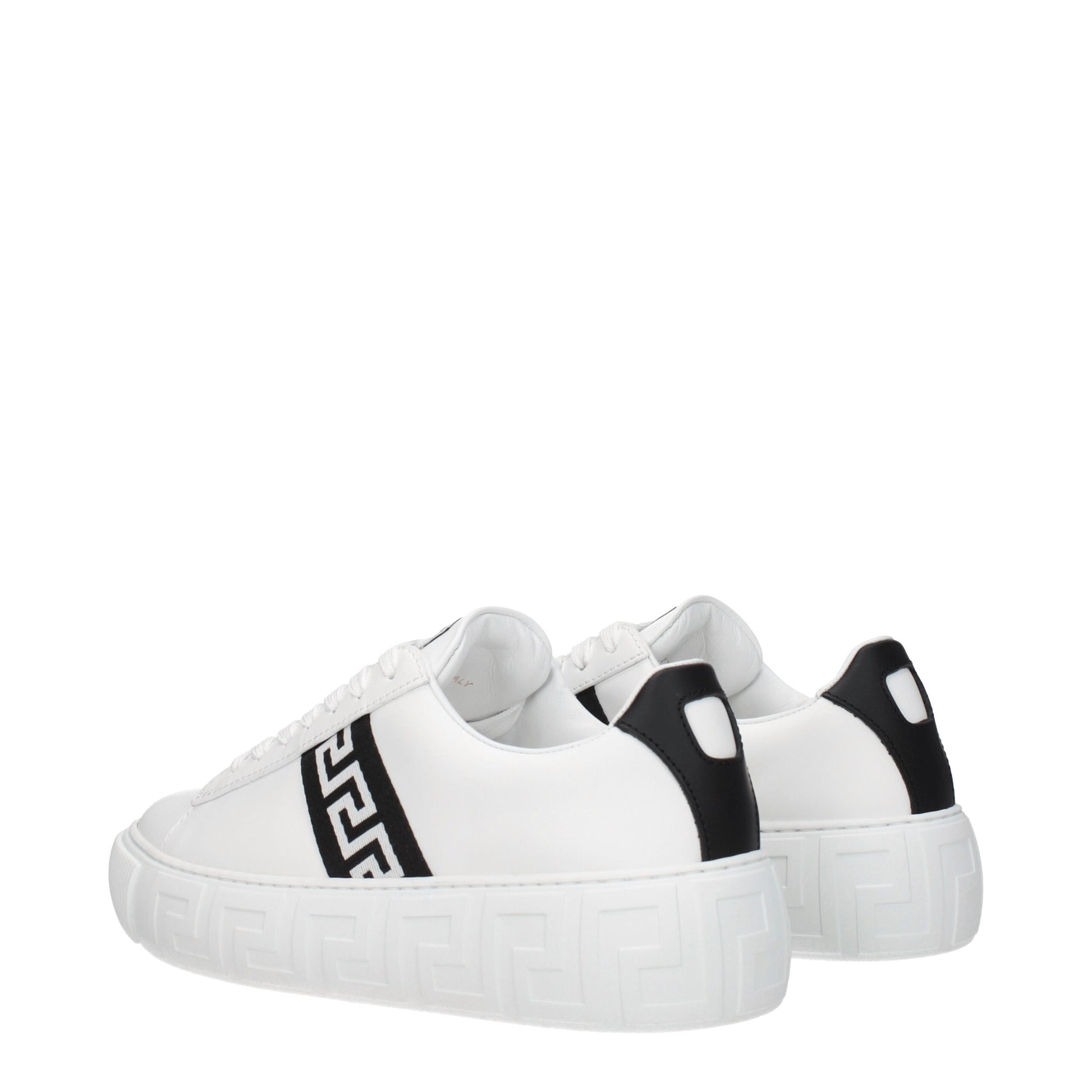 Sneakers Low Top Versace in Pelle Bianca, Dettagli Neri