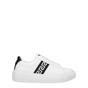 Sneakers Low Top Versace in Pelle Bianca, Dettagli Neri