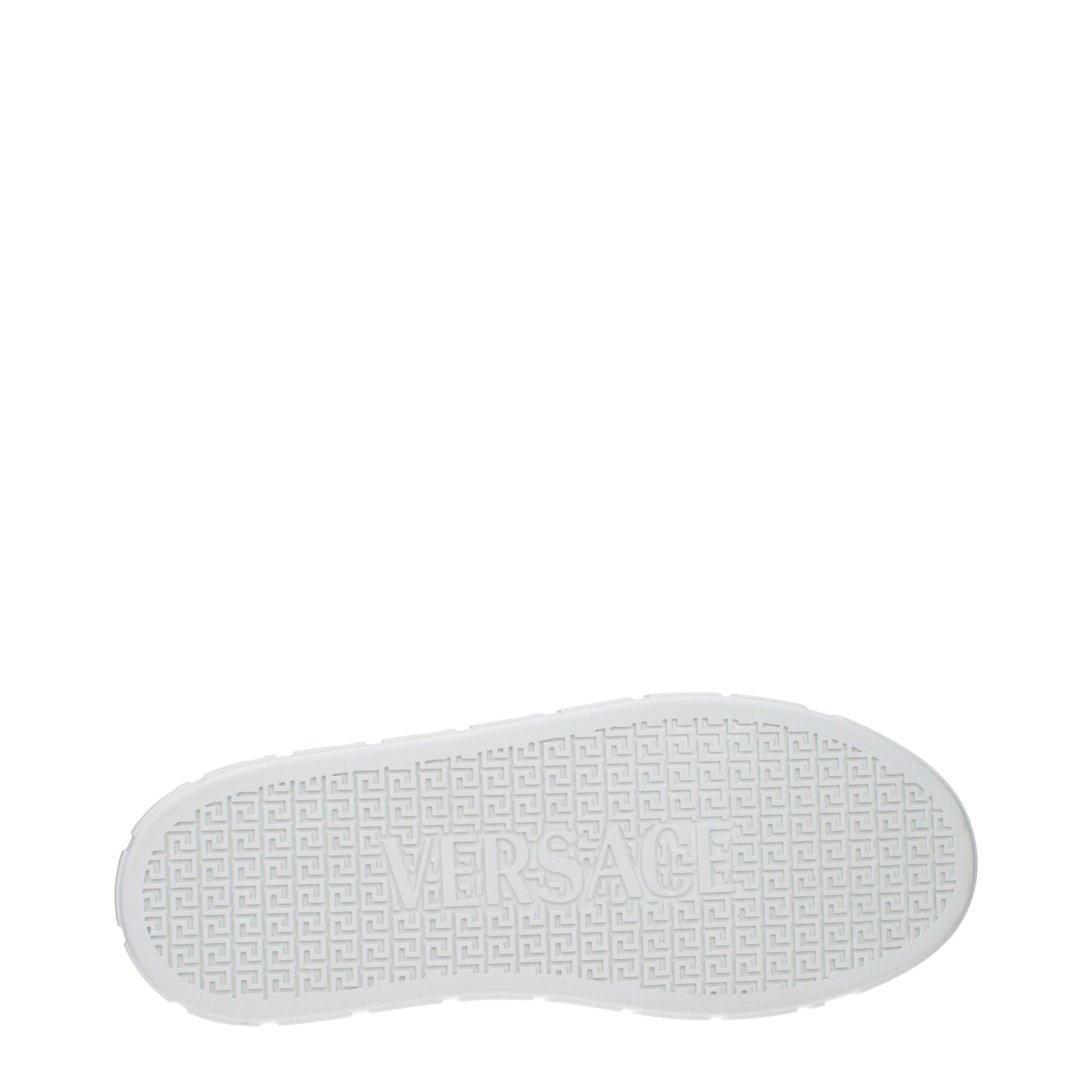 Sneakers Low Top Versace in Pelle Bianca, Multi-Logo e Tacco 5.5cm