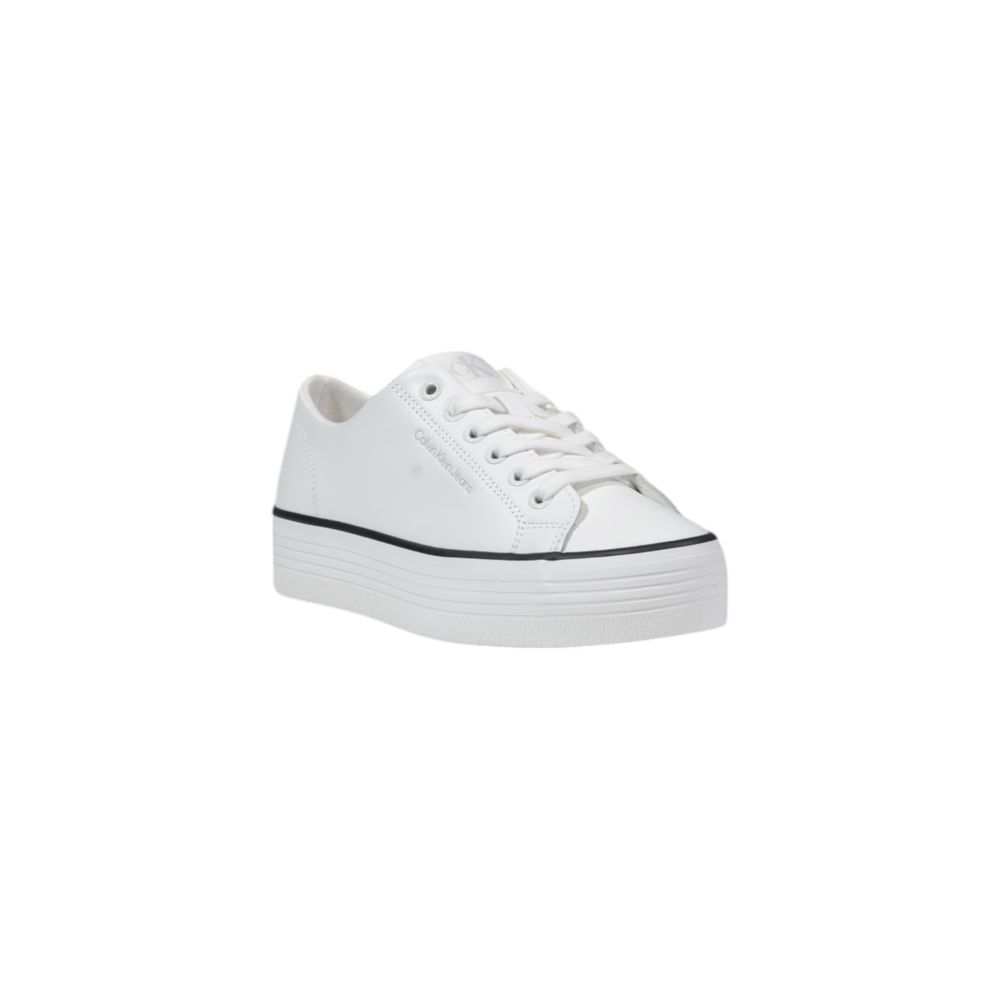 Sneakers Platform Calvin Klein Jeans BOLD VULC FLATF in Pelle Bianca e Nera