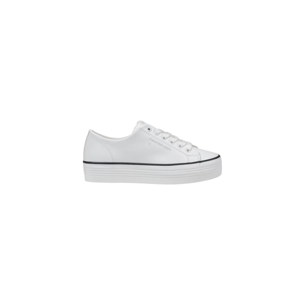 Sneakers Platform Calvin Klein Jeans BOLD VULC FLATF in Pelle Bianca e Nera