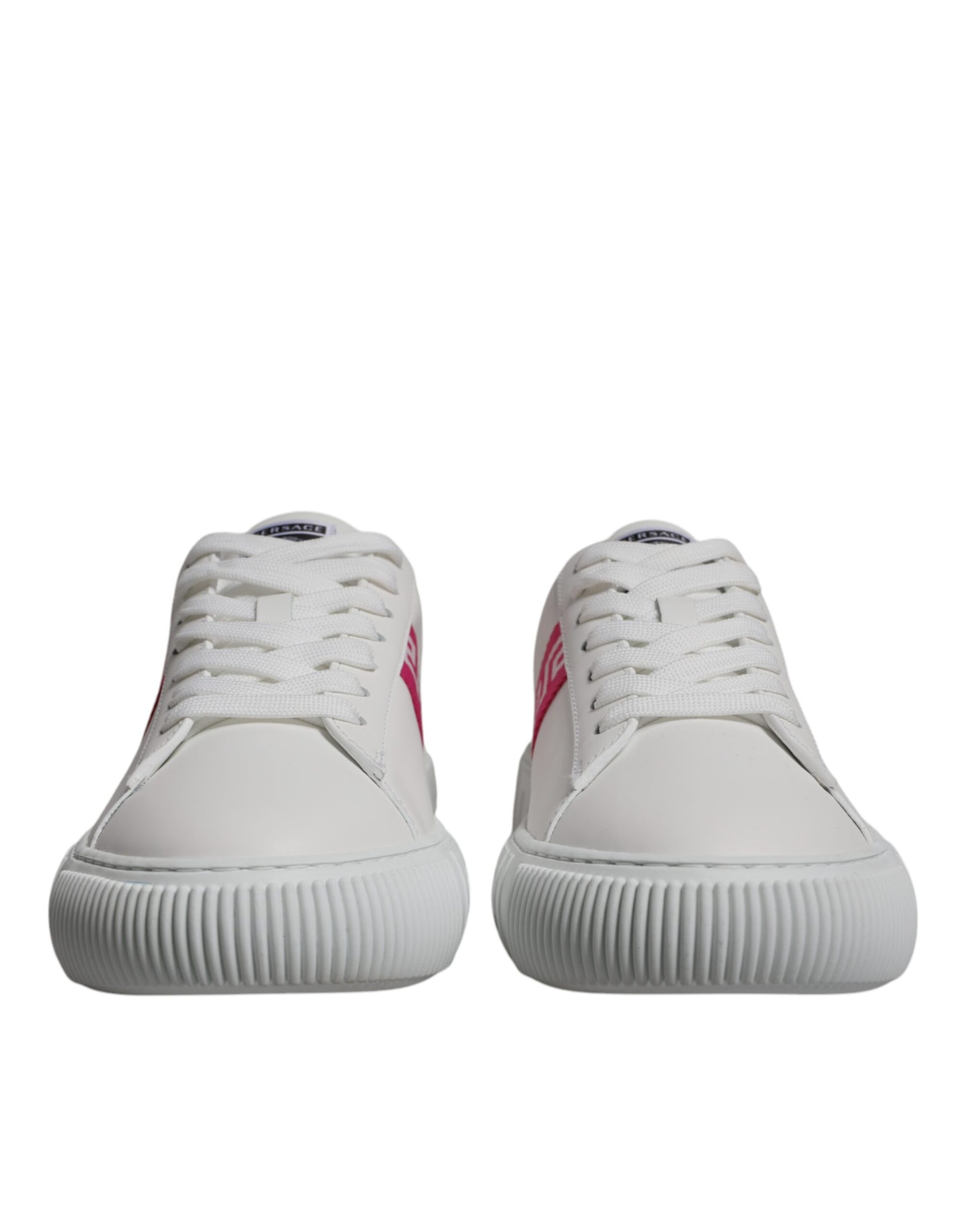Sneakers Platform Versace Greca in Pelle di Vitello Bianca e Rosa