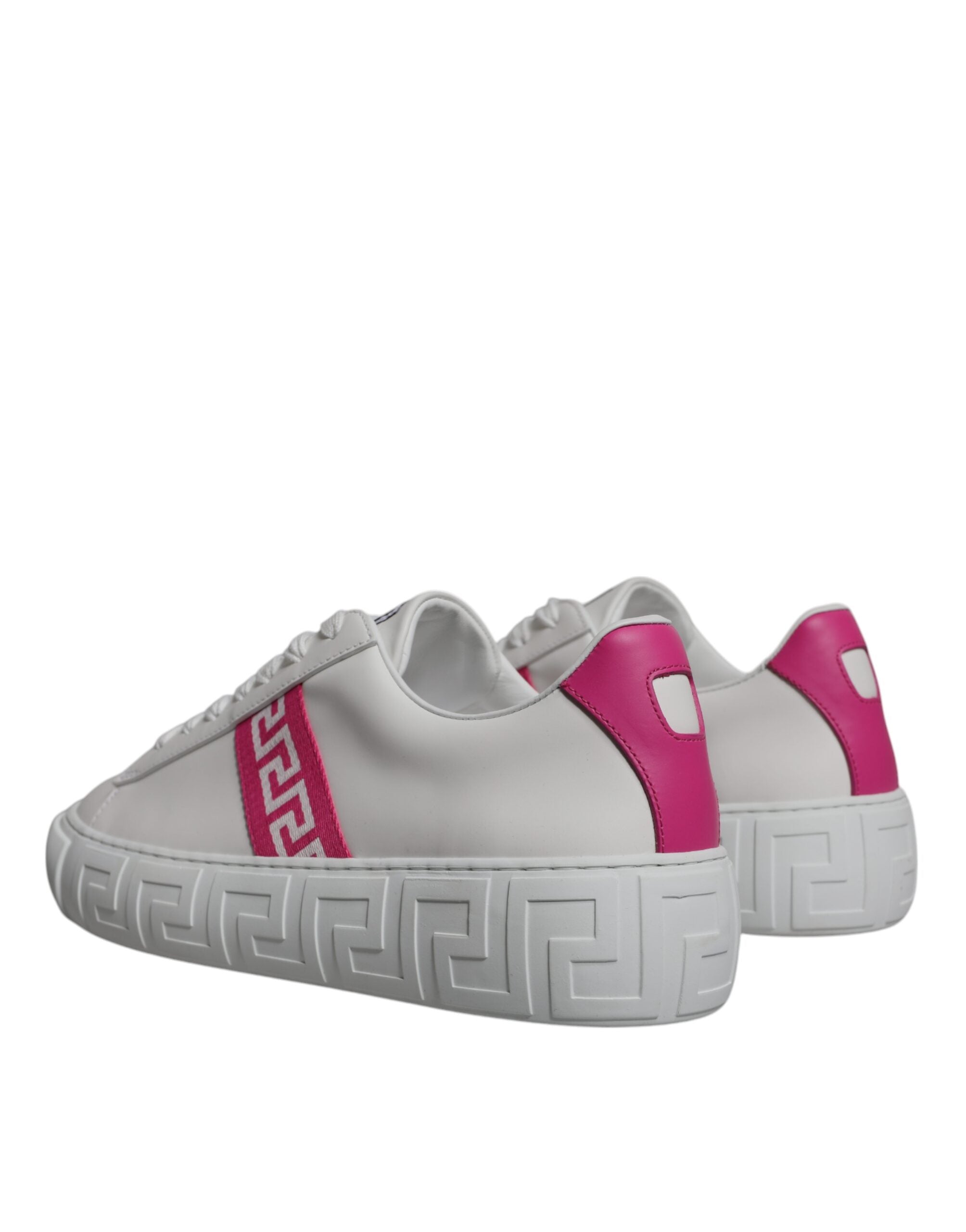 Sneakers Platform Versace Greca in Pelle di Vitello Bianca e Rosa