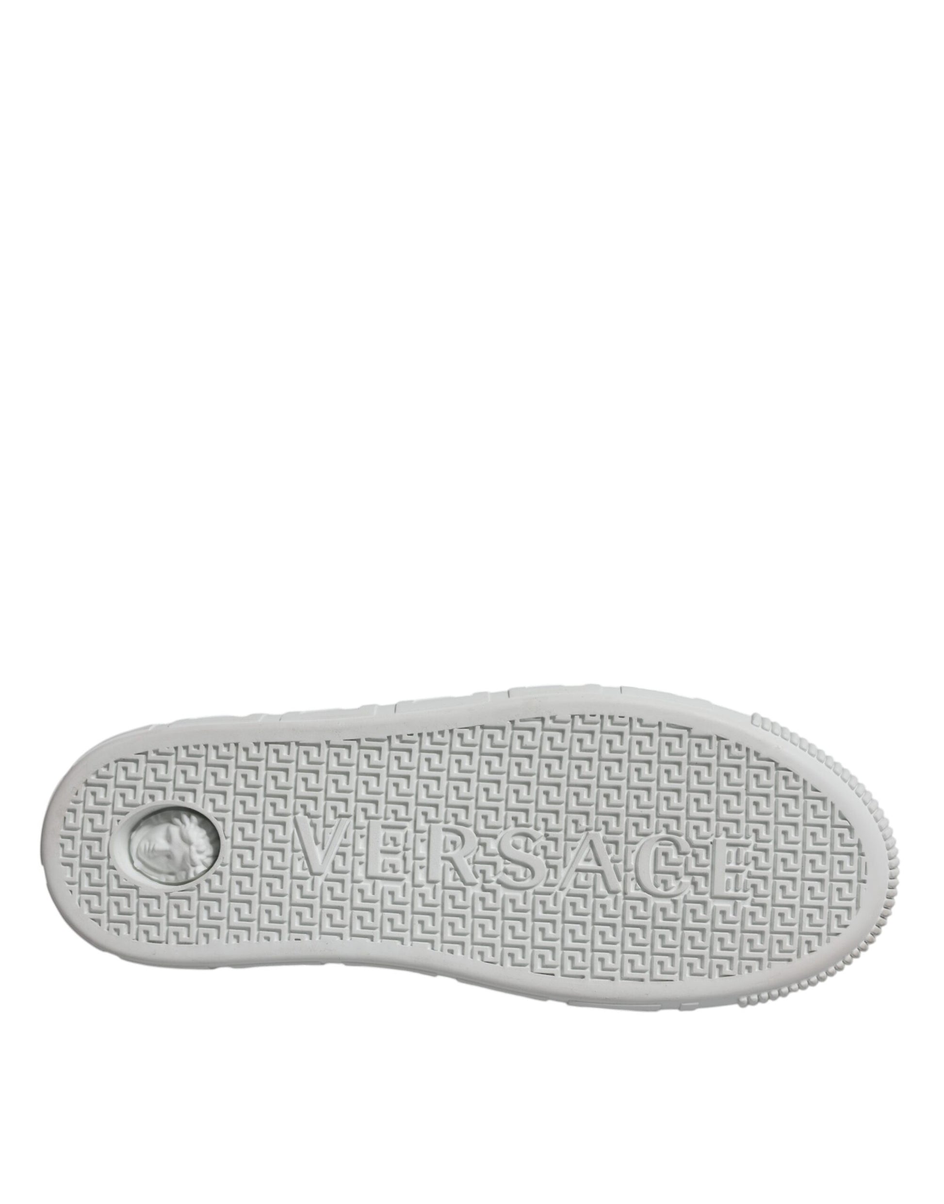 Sneakers Platform Versace Greca in Pelle di Vitello Bianca e Rosa