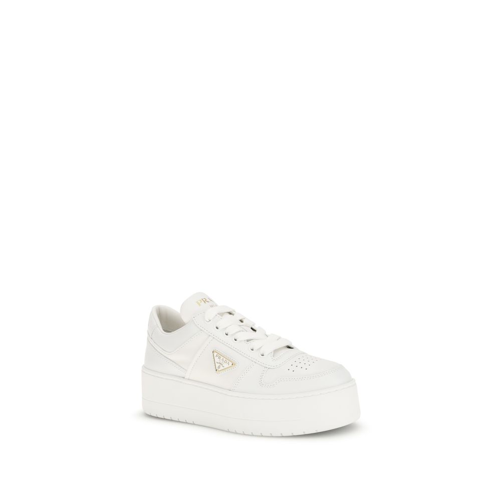 Sneakers Prada Downtown Bold Platform in Pelle Bianca Perforata