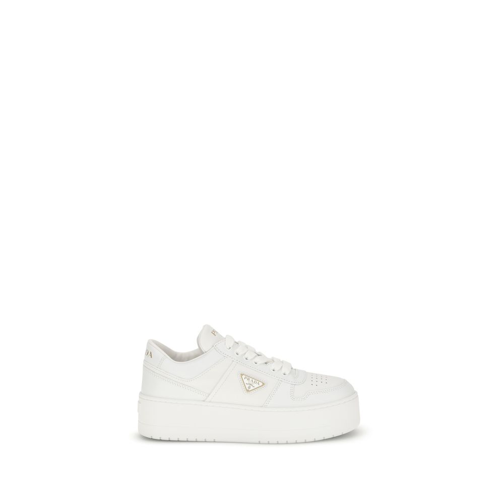 Sneakers Prada Downtown Bold Platform in Pelle Bianca Perforata