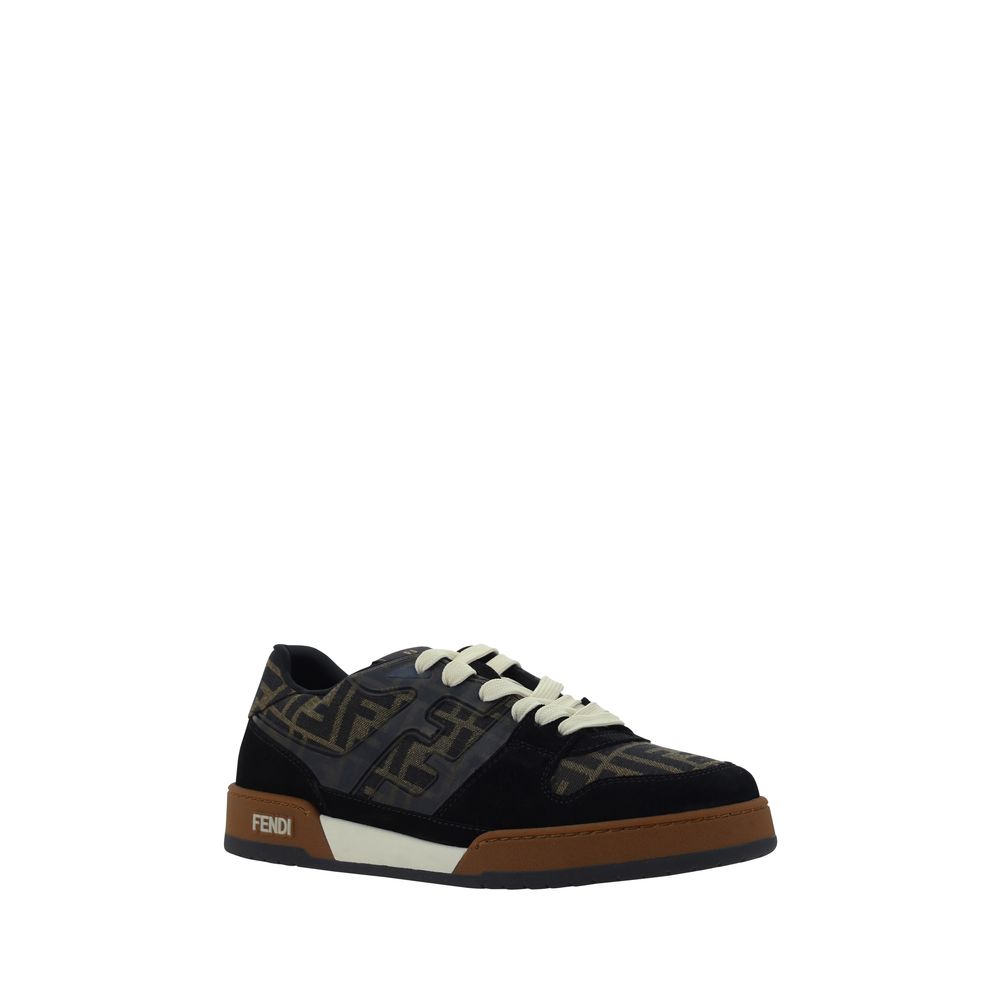 Sneakers Uomo Fendi Match Low Top in Pelle di Vitello Bianca, Logo FF