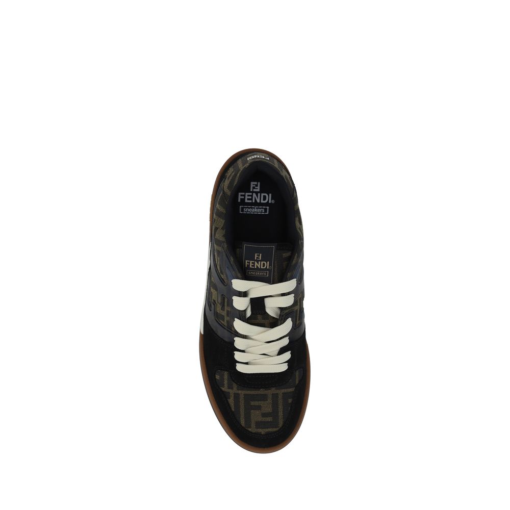 Sneakers Uomo Fendi Match Low Top in Pelle di Vitello Bianca, Logo FF