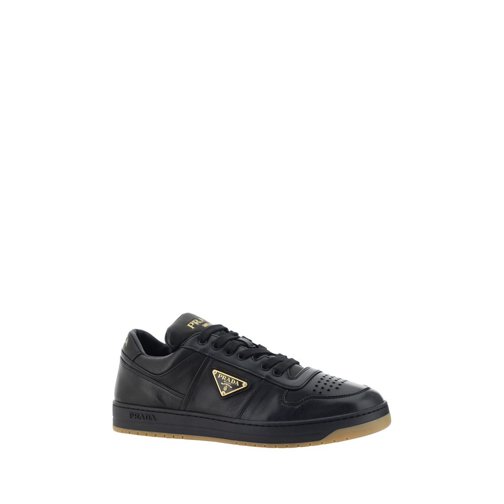 Sneakers Uomo Prada Downtown in Pelle di Vitello Nera Perforata