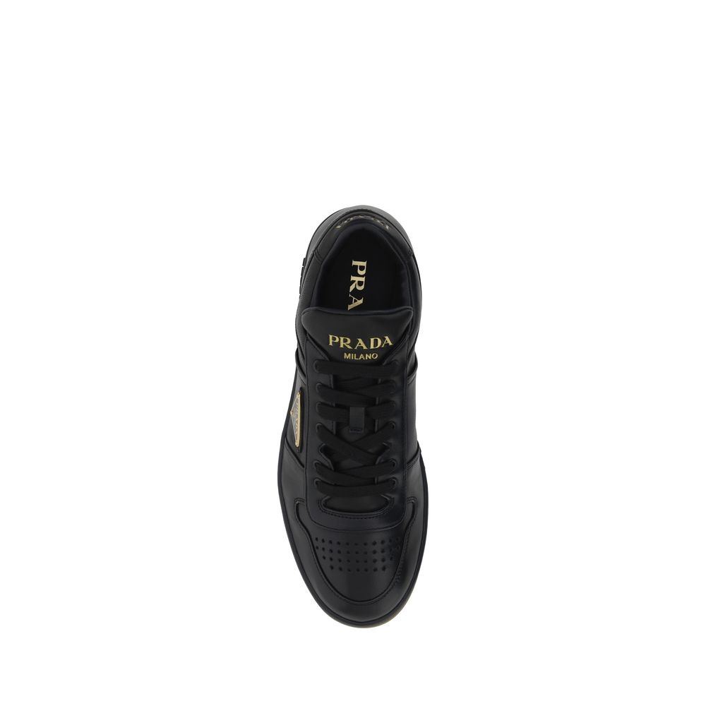 Sneakers Uomo Prada Downtown in Pelle di Vitello Nera Perforata