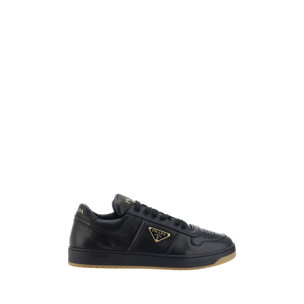 Sneakers Uomo Prada Downtown in Pelle di Vitello Nera Perforata