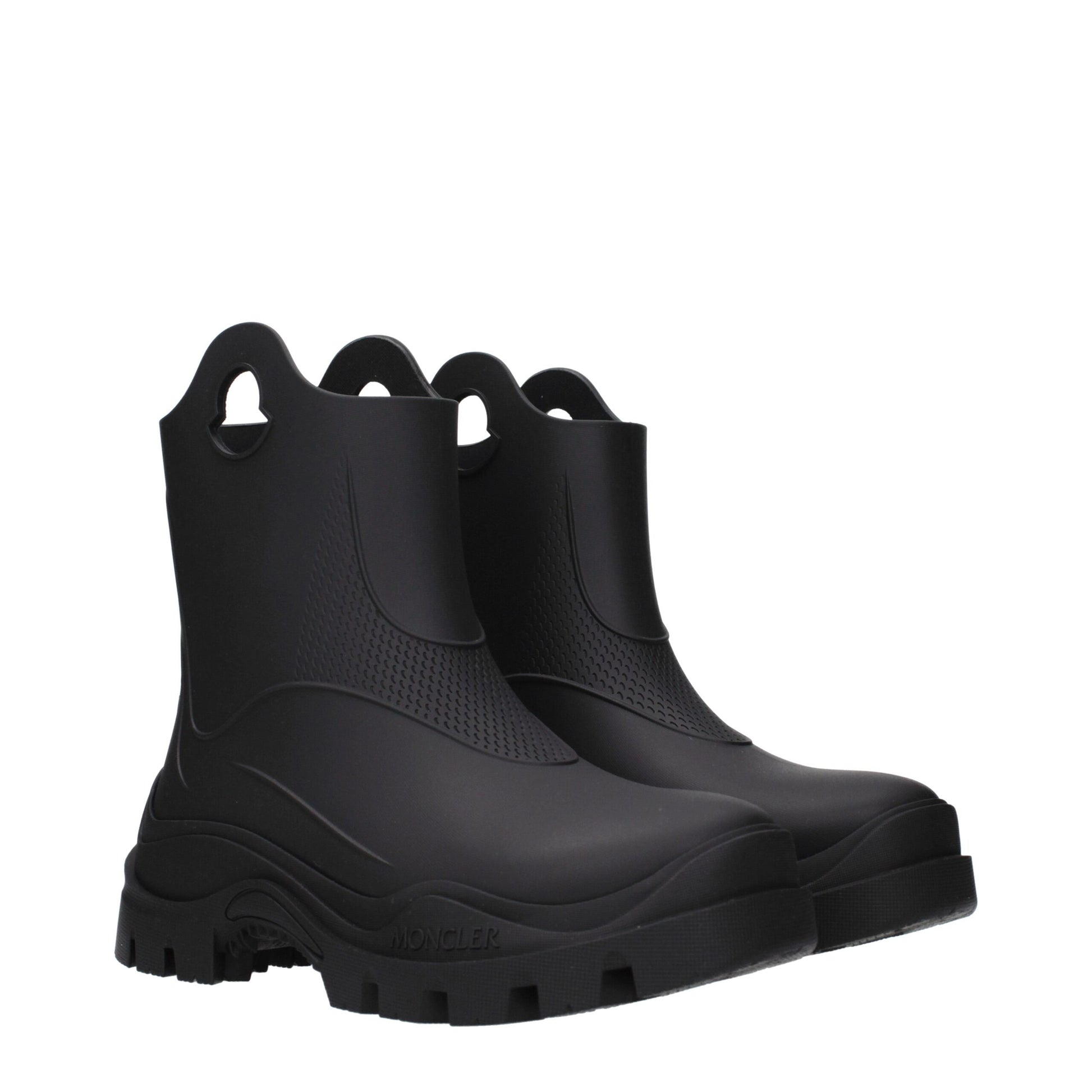 Stivaletti Moncler in Gomma Nera con Dettaglio Logo