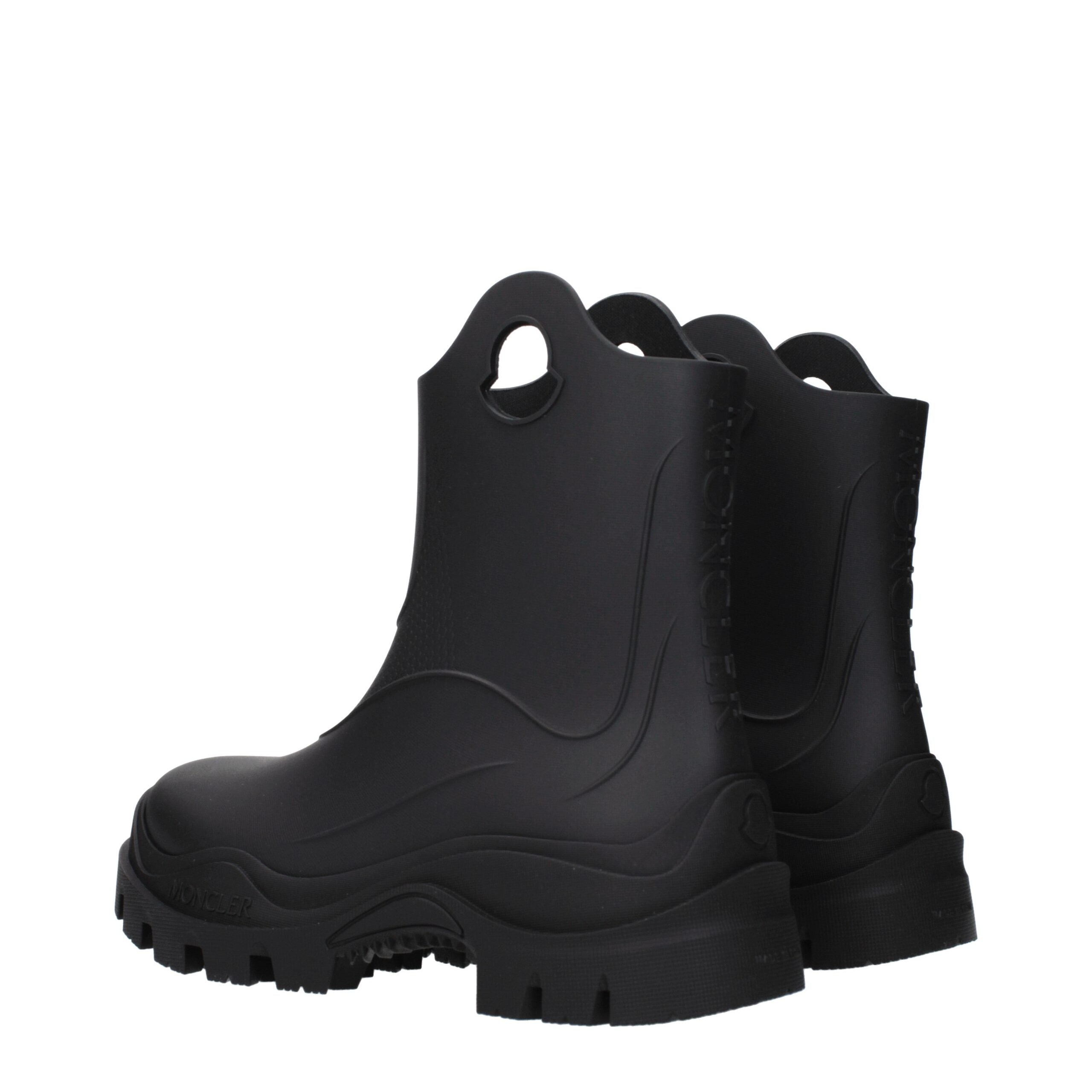 Stivaletti Moncler in Gomma Nera con Dettaglio Logo