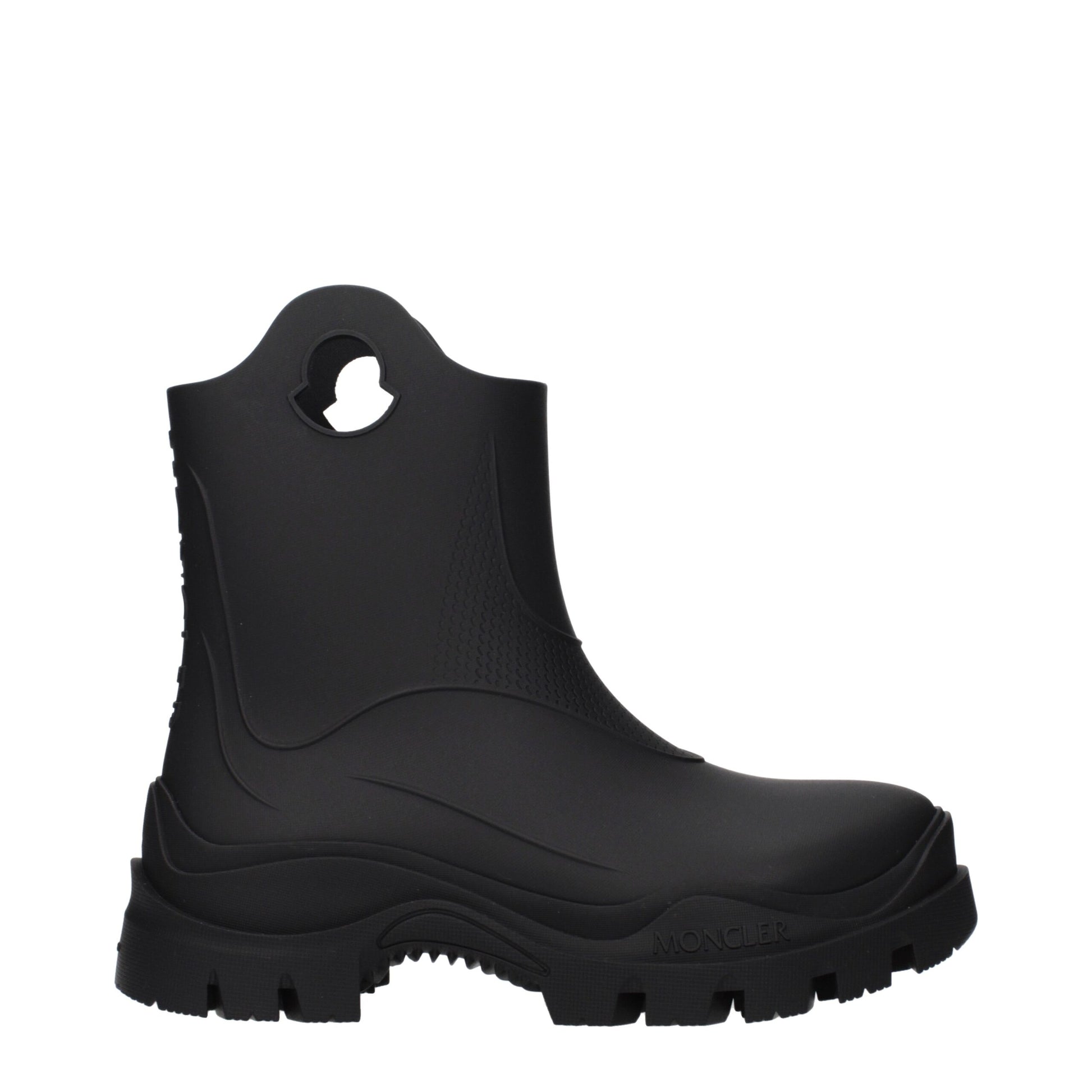 Stivaletti Moncler in Gomma Nera con Dettaglio Logo