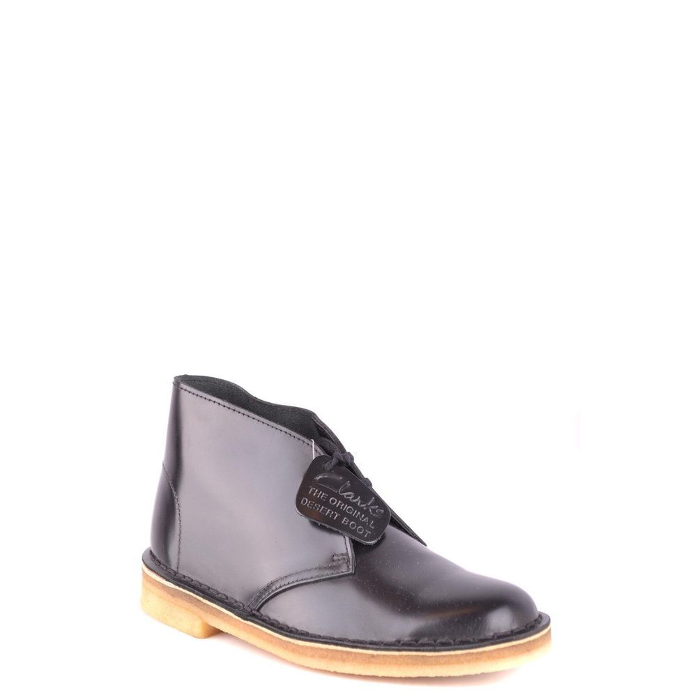 Clarks Black Leather Lace-Up Ankle Boots, Elegant Design