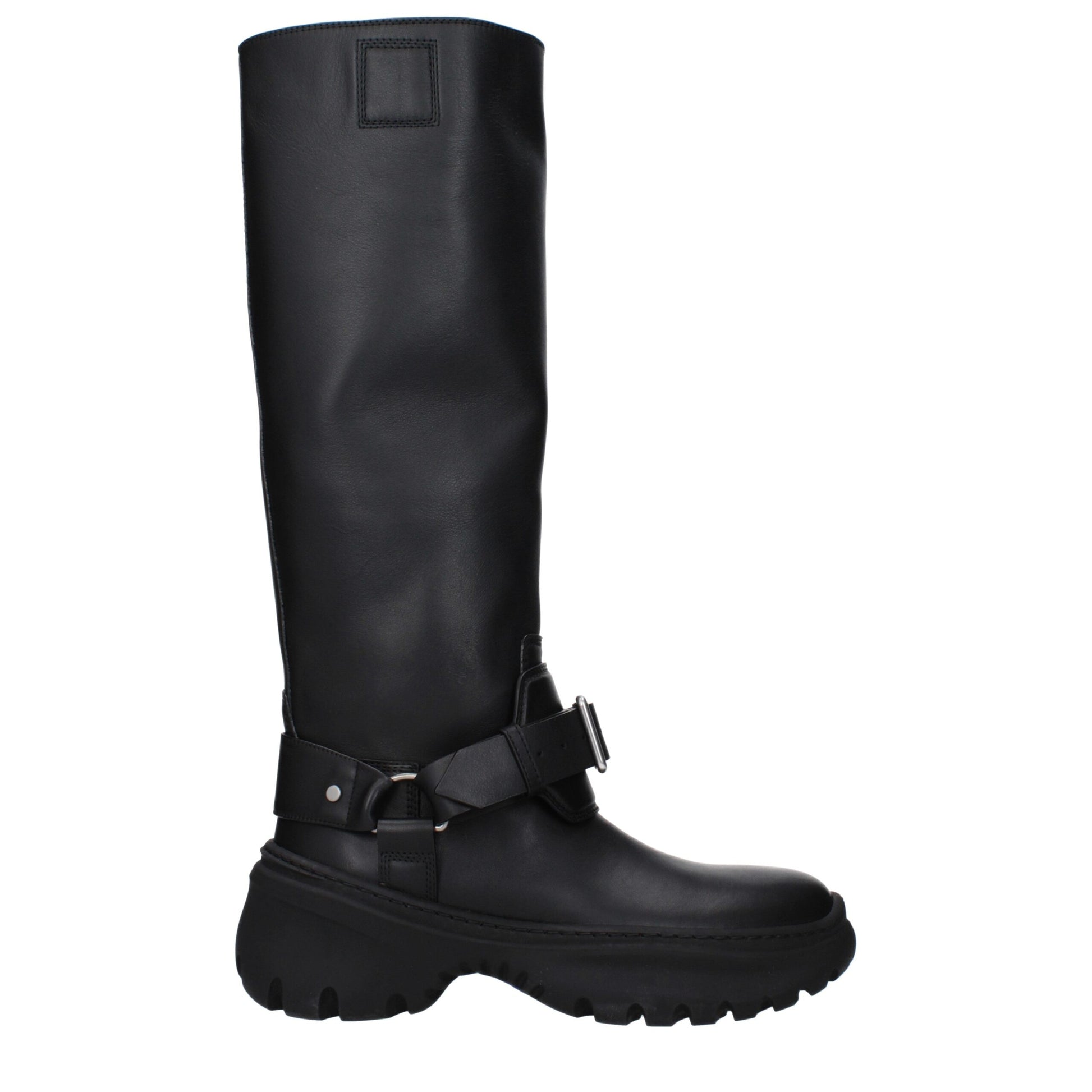 Stivali Burberry in Pelle Nera con Dettaglio Frontale, Tacco 5cm