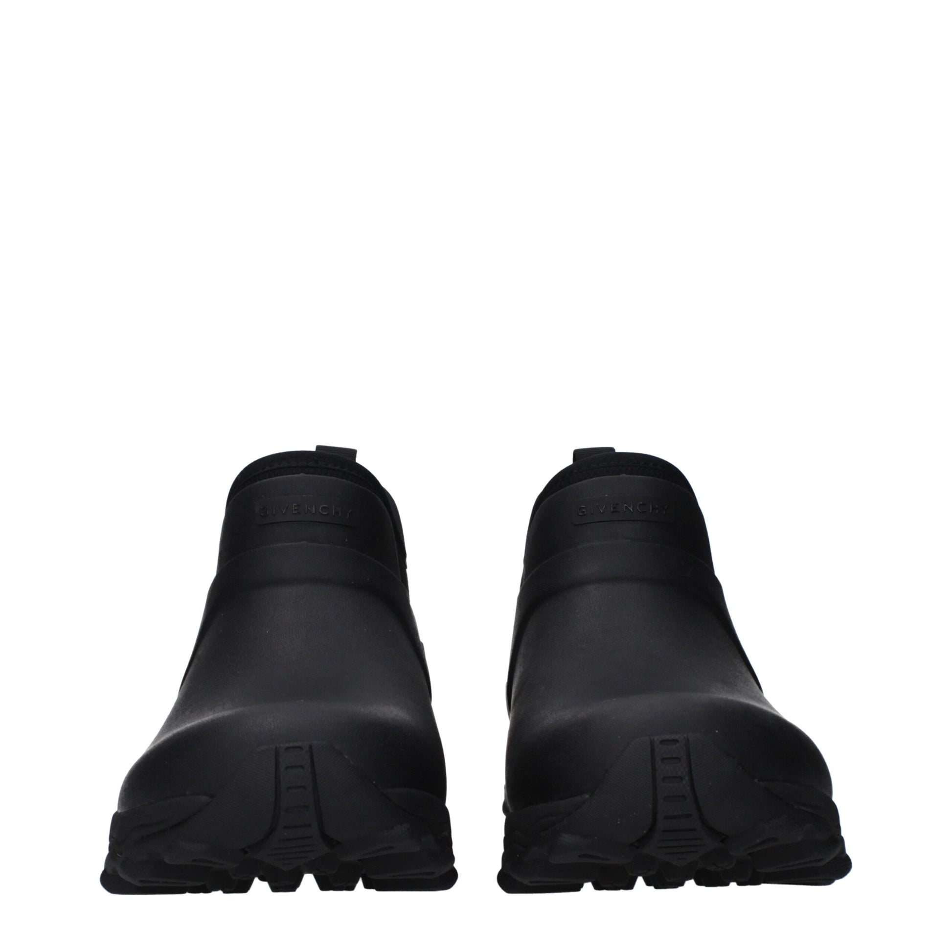 Stivali Givenchy Ankle Boots Neri in Gomma con Logo Frontale e Suola Chunky