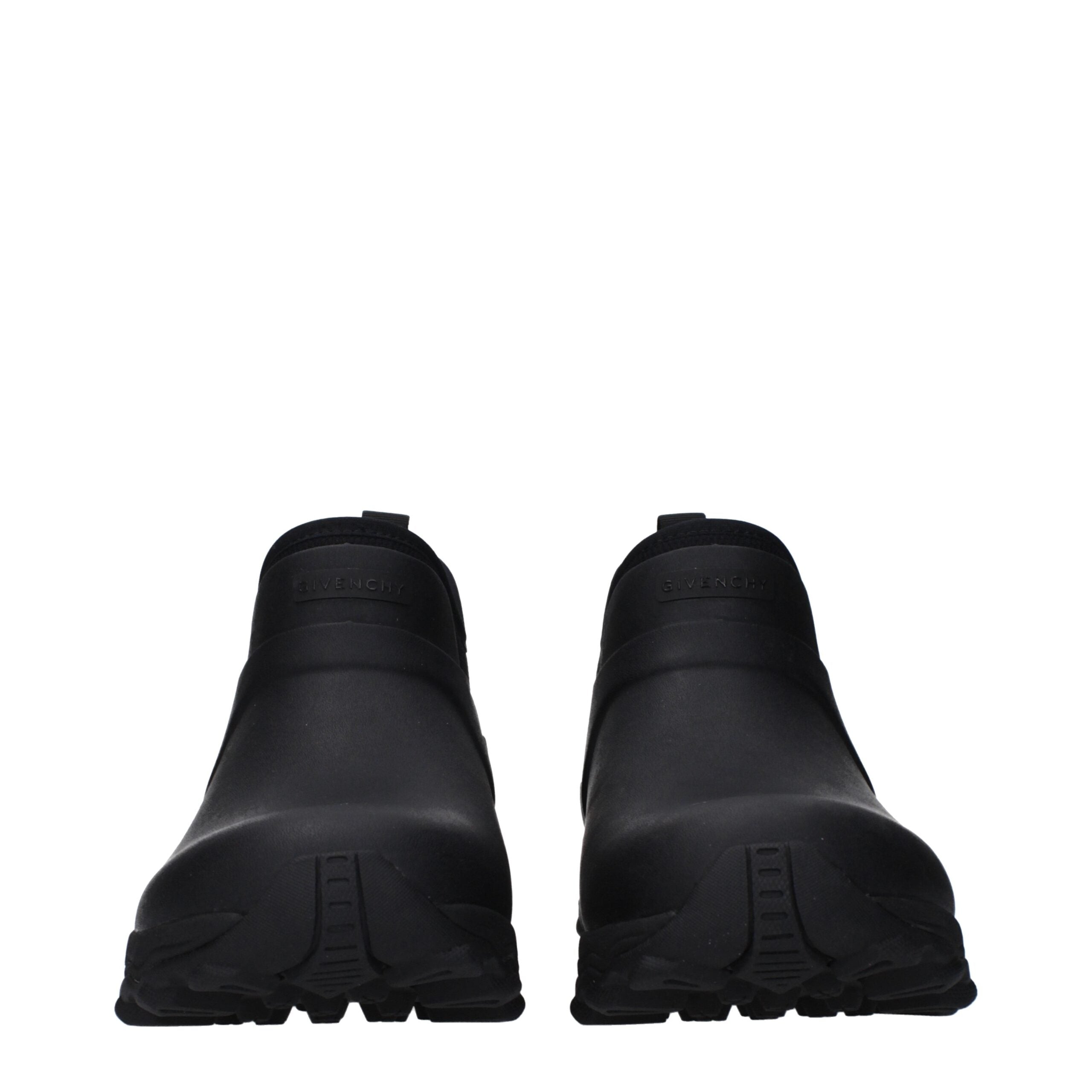 Stivali Givenchy Ankle Boots Neri in Gomma con Logo Frontale e Suola Chunky