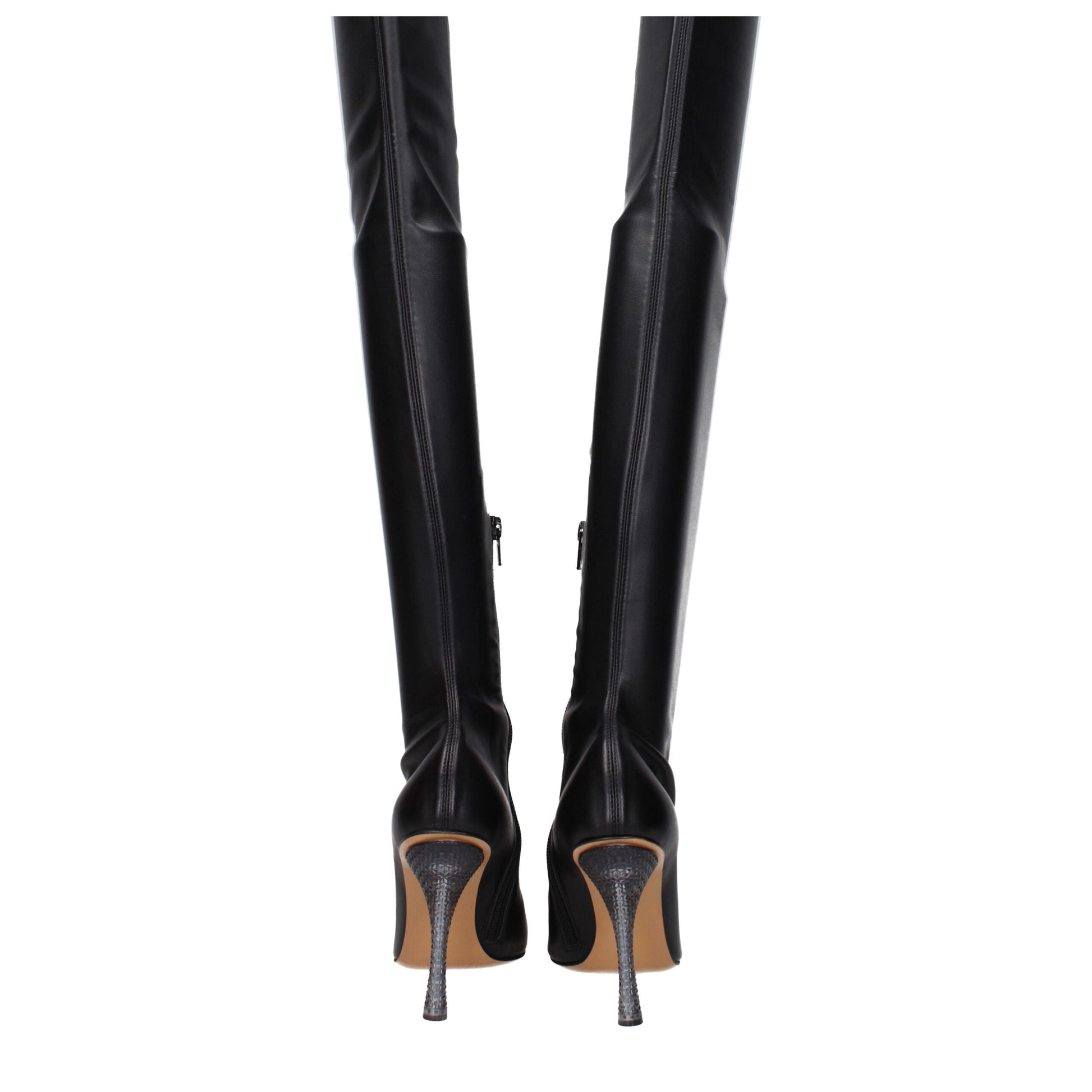 Stivali Over The Knee Off-White in Eco-Pelle Nera