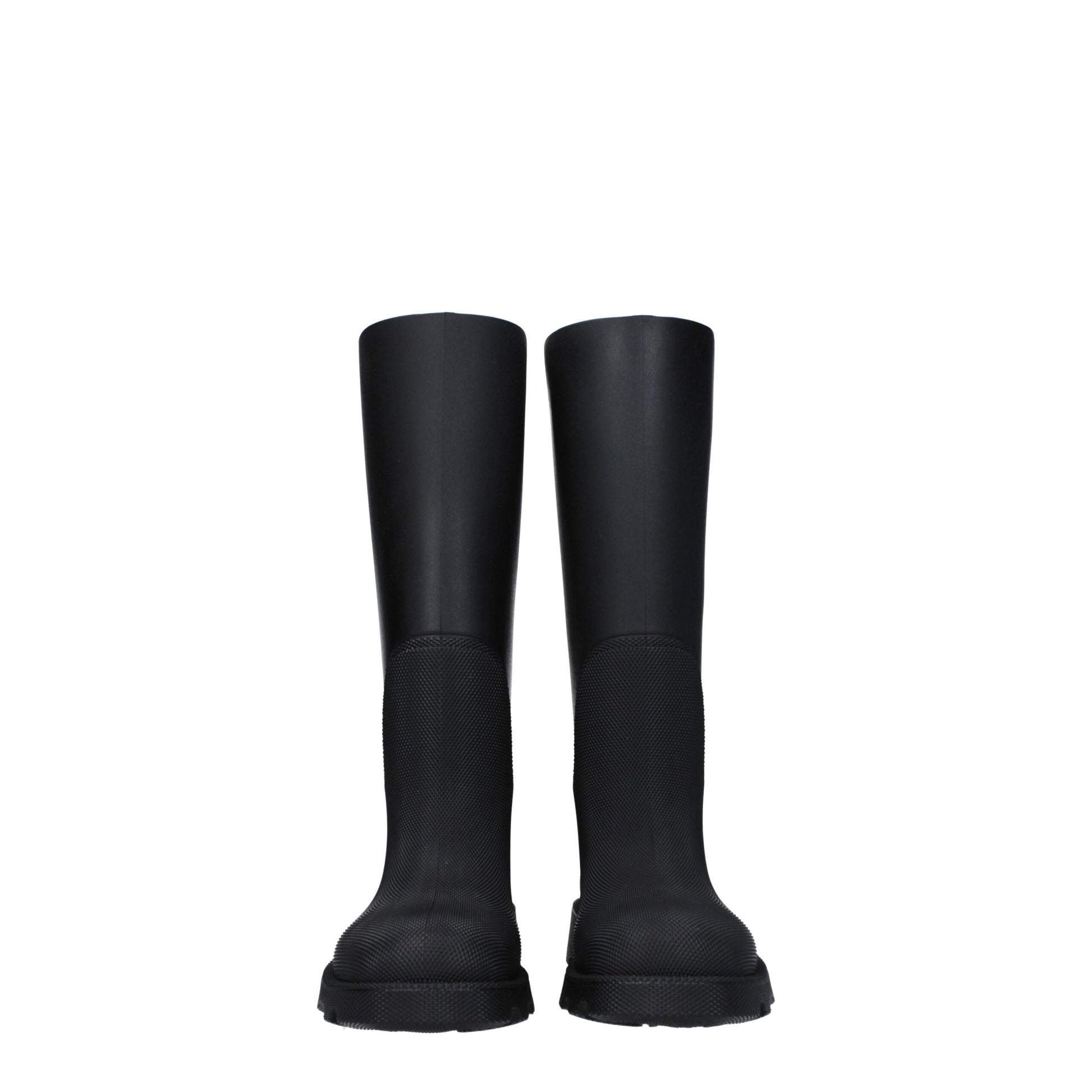 Stivali Pioggia Burberry in Gomma Nera, Tacco 3.5cm