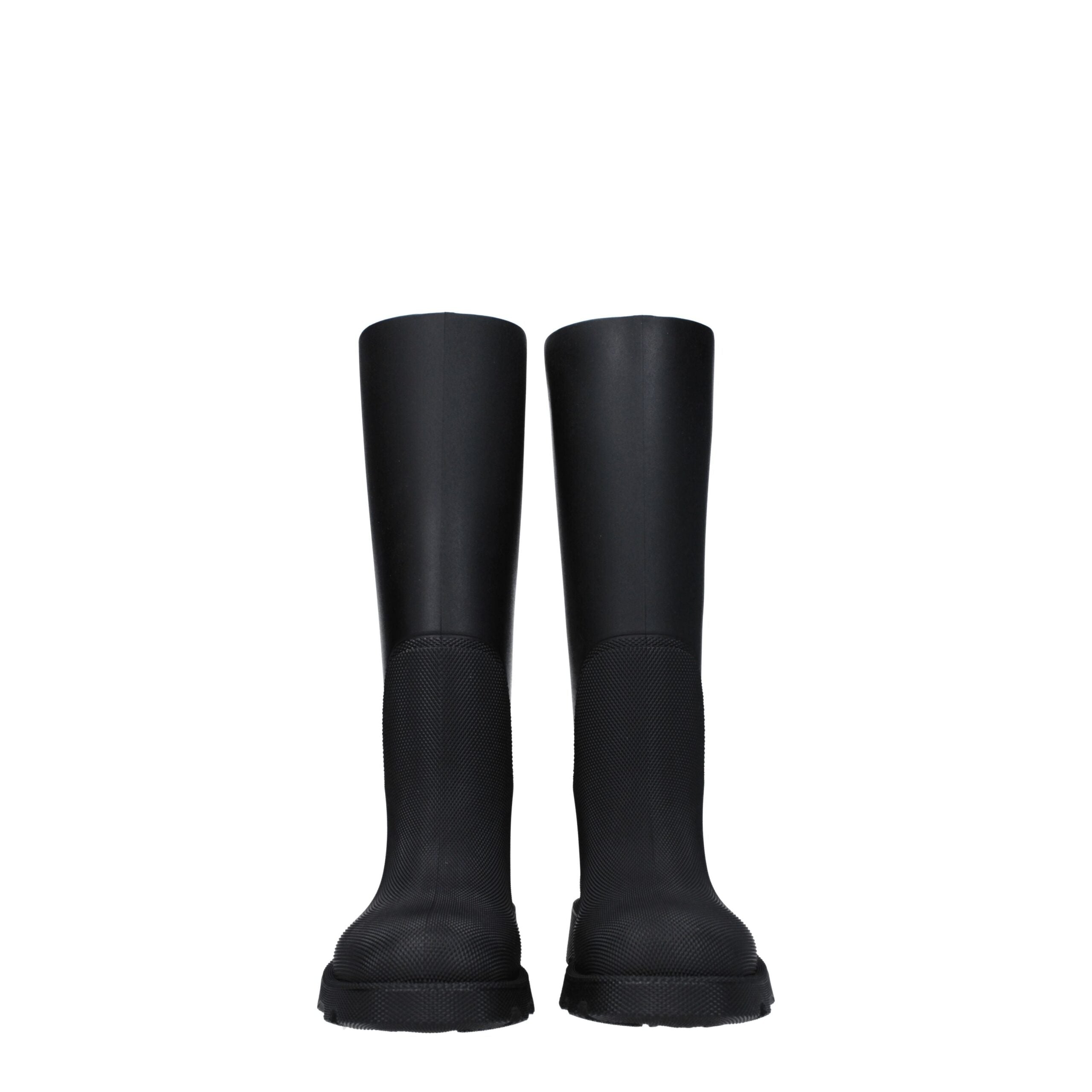 Stivali Pioggia Burberry in Gomma Nera, Tacco 3.5cm