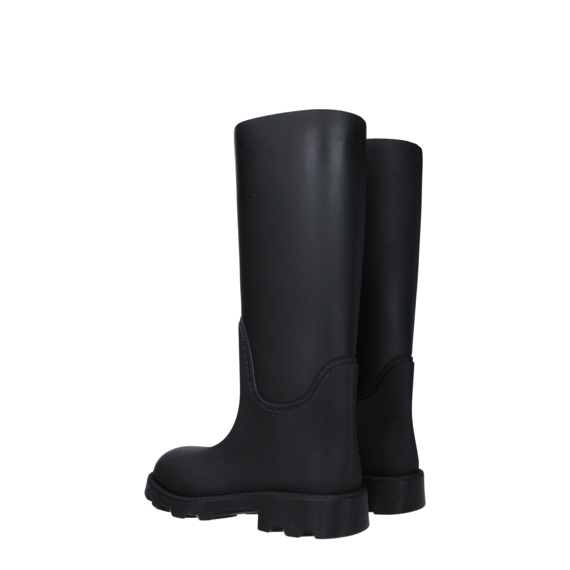 Stivali Pioggia Burberry in Gomma Nera, Tacco 3.5cm