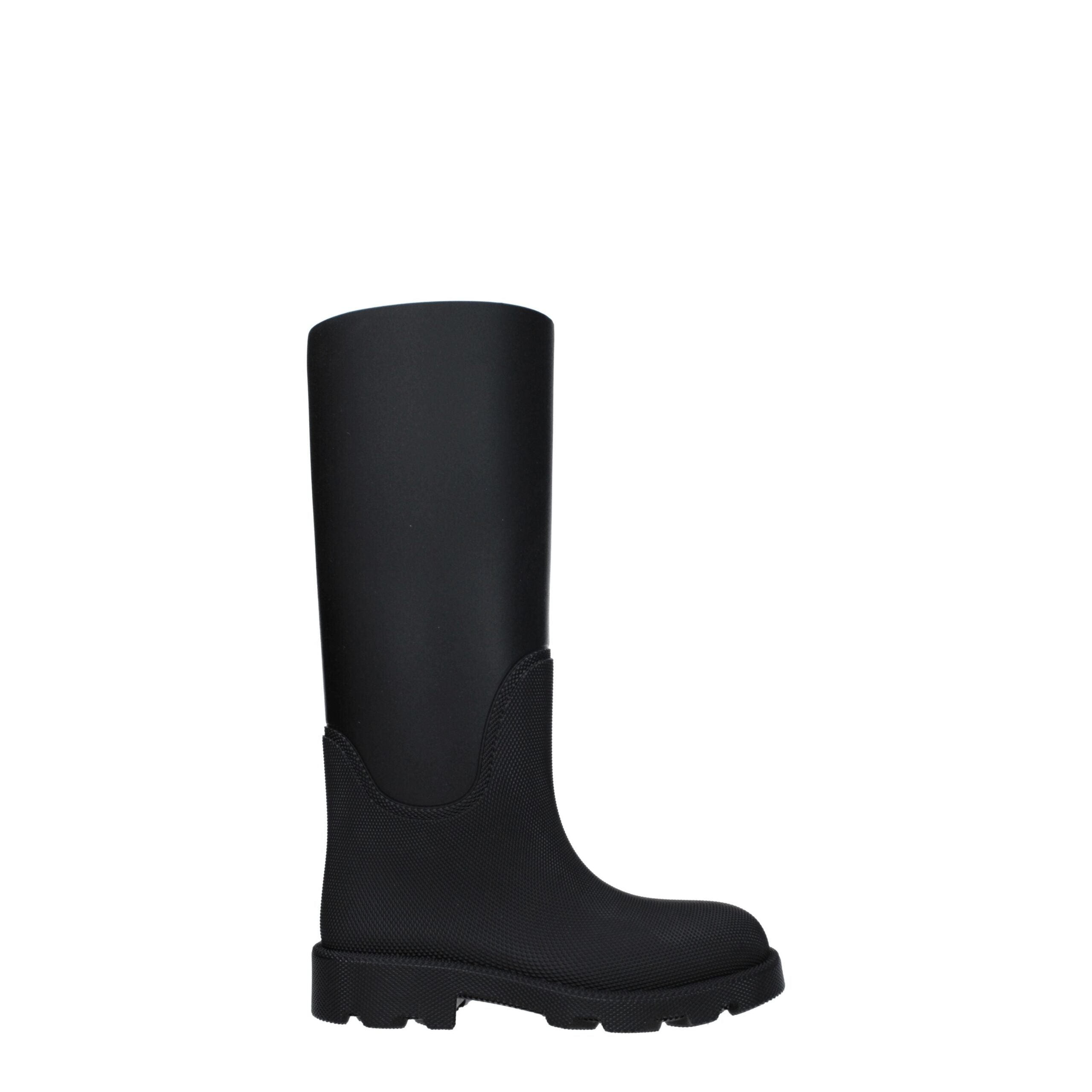 Stivali Pioggia Burberry in Gomma Nera, Tacco 3.5cm