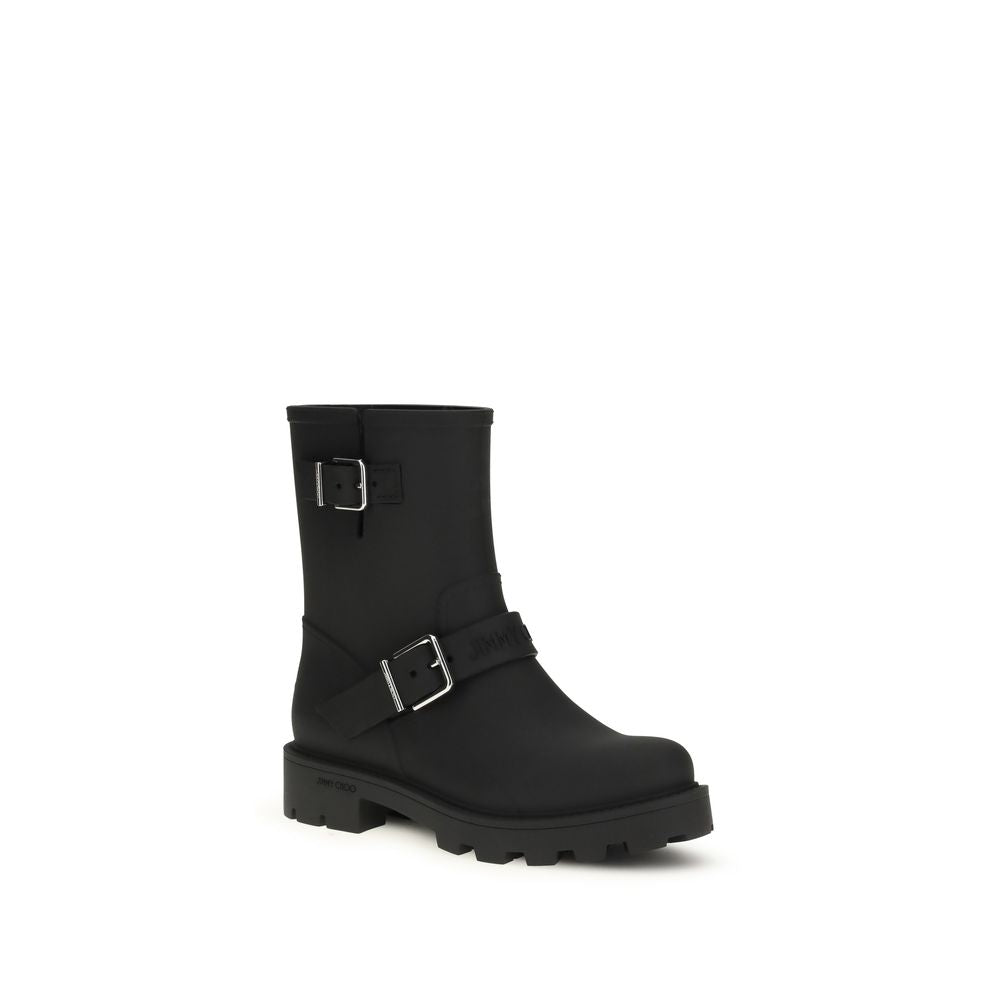 Stivali da Pioggia Jimmy Choo TPU Neri con Fibbie